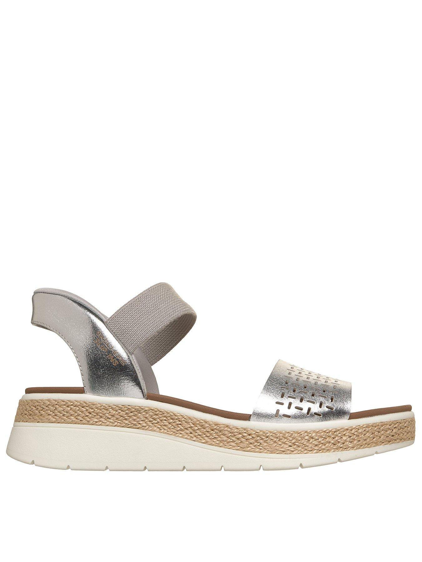 Image 1 of 5 of Skechers Bobs Sun Raystep Aside Slip-ins Wedge Sandals - Silver&nbsp;