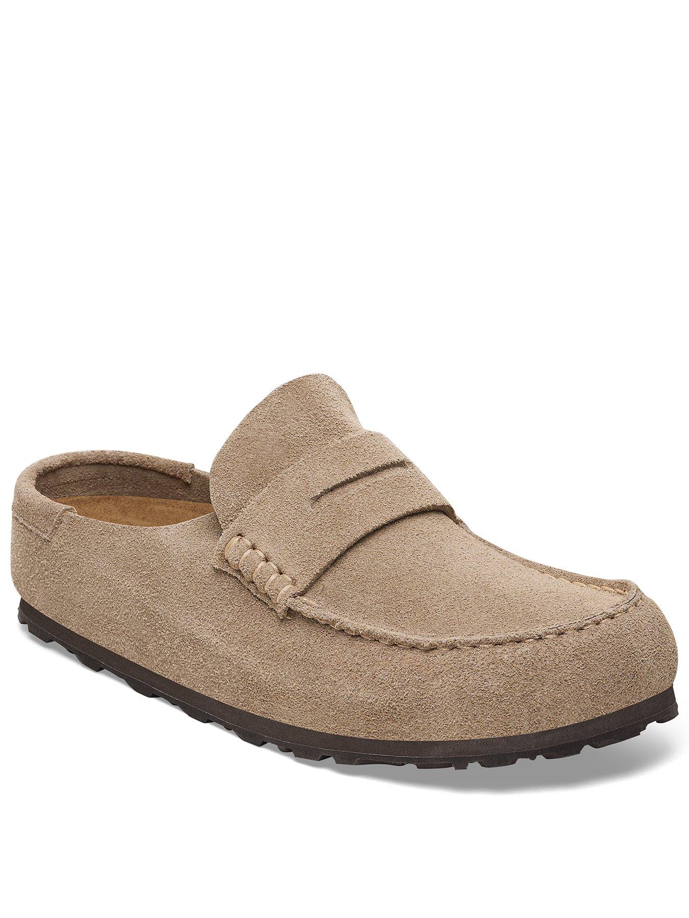  image of birkenstock-naples-wrapped-suede-clogs--taupe