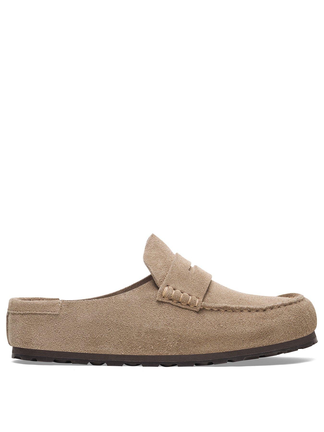  image of birkenstock-naples-wrapped-suede-clogs--taupe