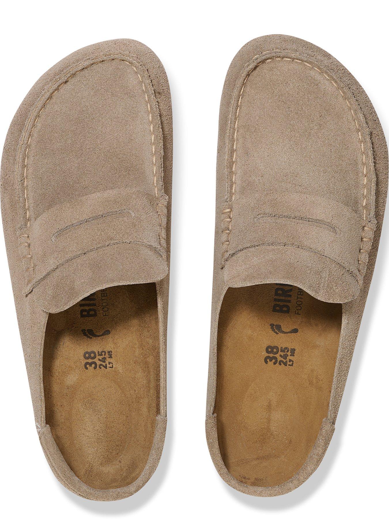  image of birkenstock-naples-wrapped-suede-clogs--taupe