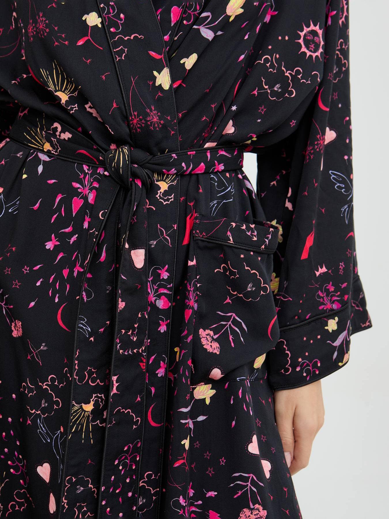  image of lily-lionel-corina-love-letter-printed-robe-black