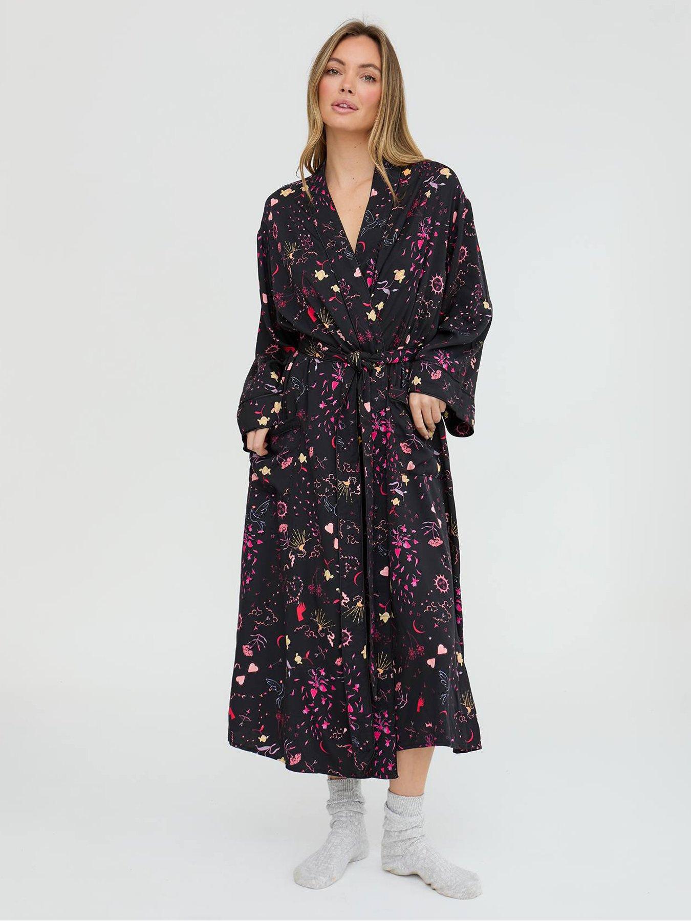 image of lily-lionel-corina-love-letter-printed-robe-black