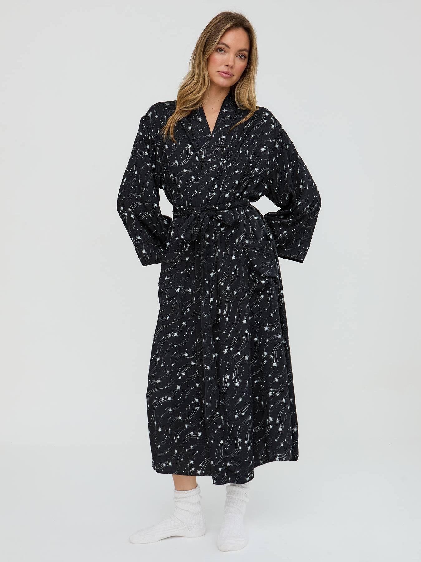  image of lily-lionel-corina-shooting-star-printed-robe-black