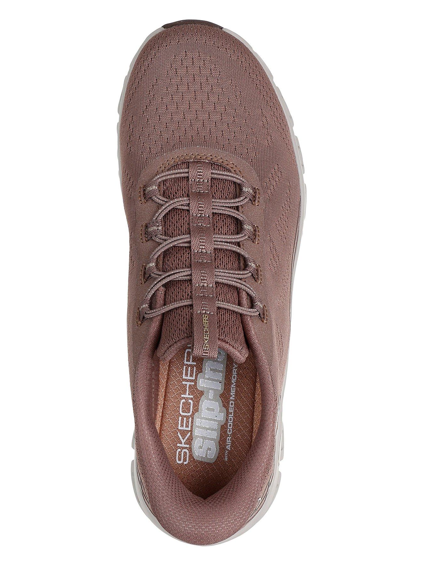  image of skechers-glide-step-elevate-amaze-trainer-burgundy