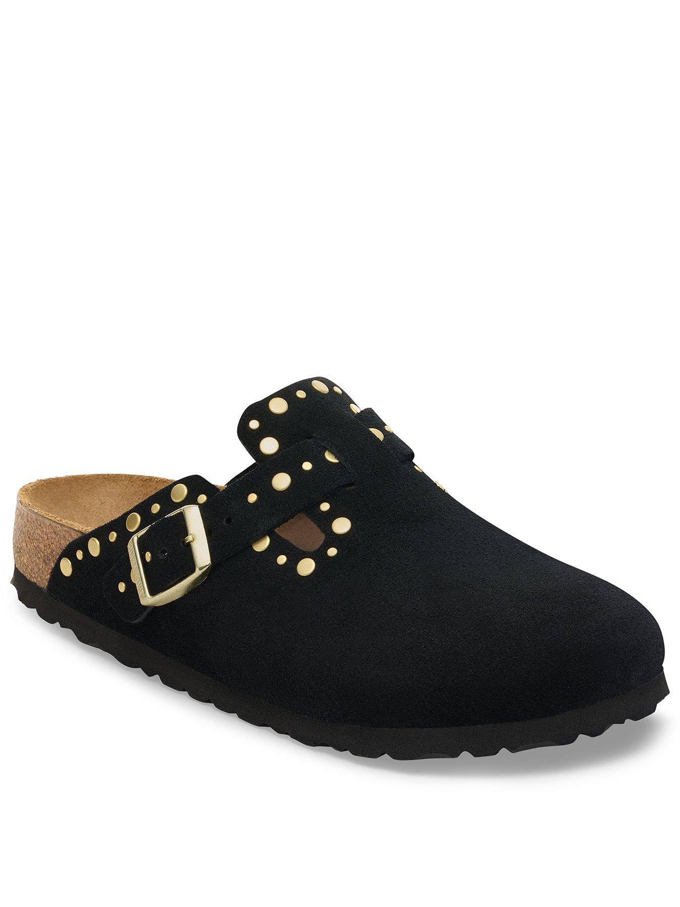 Image 1 of 3 of Birkenstock Womens Boston Suede Rivet Shoe - Black