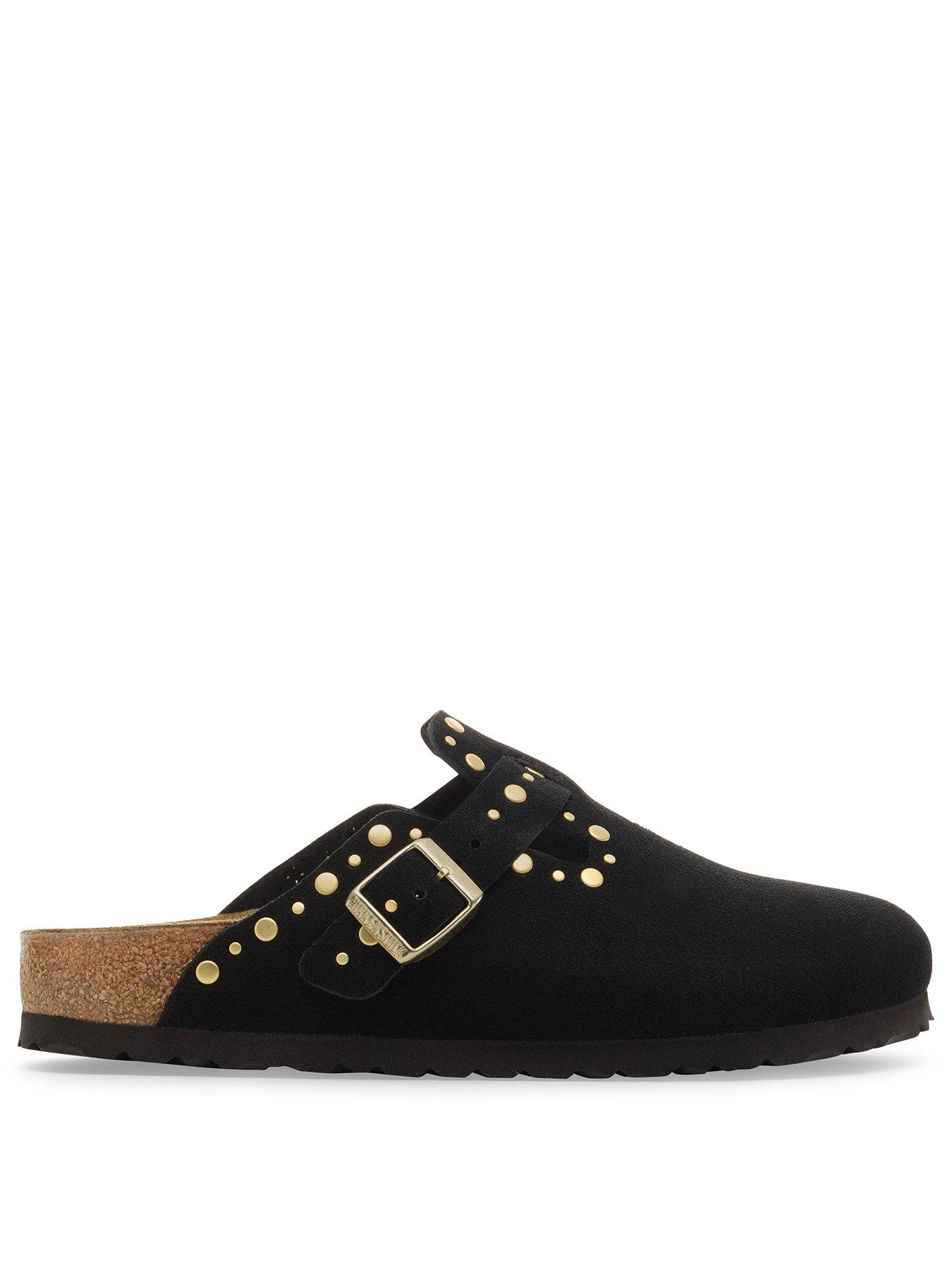Image 2 of 3 of Birkenstock Womens Boston Suede Rivet Shoe - Black