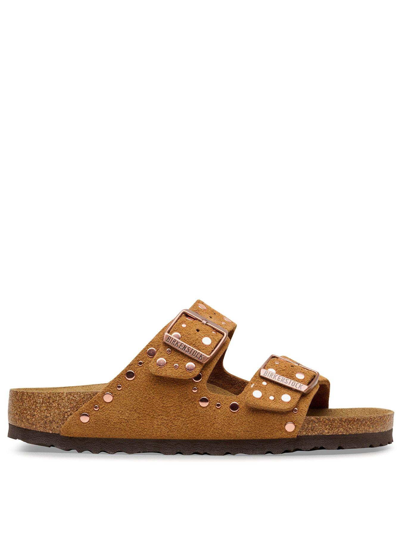 Image 2 of 3 of Birkenstock Arizona Rivet Suede Sandals - Brown