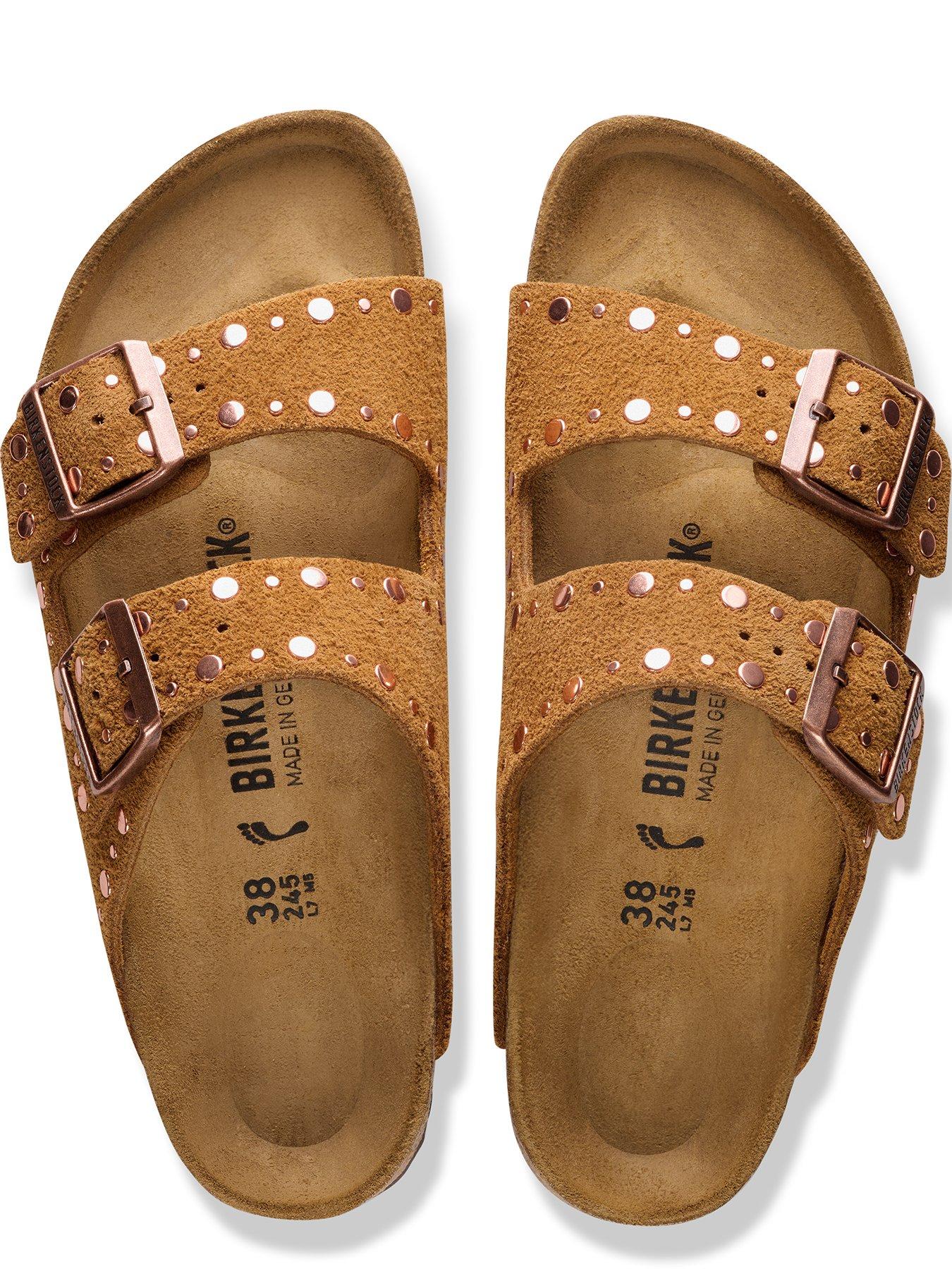 Image 3 of 3 of Birkenstock Arizona Rivet Suede Sandals - Brown