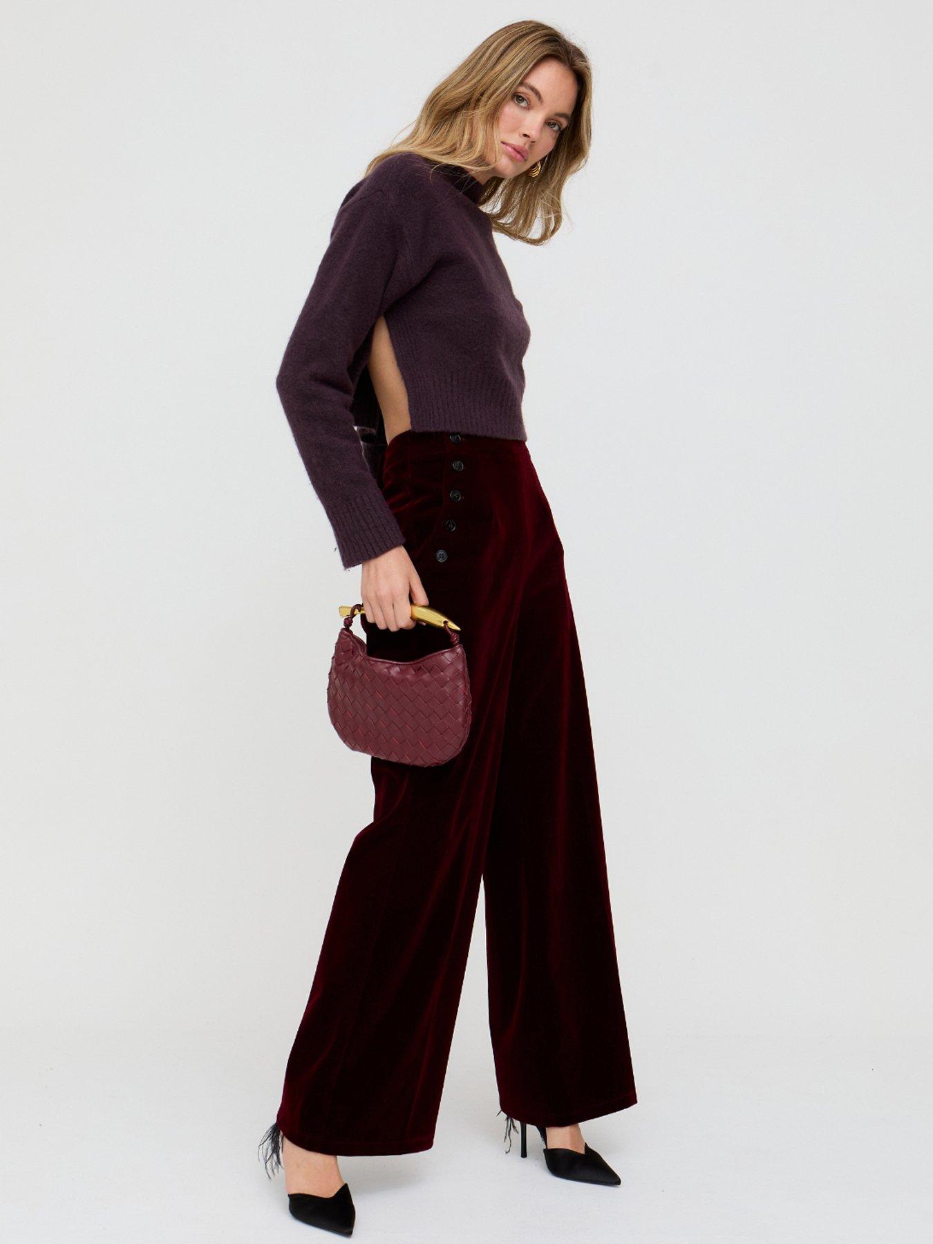  image of lily-lionel-maiden-velvet-trouser-burgundy-red