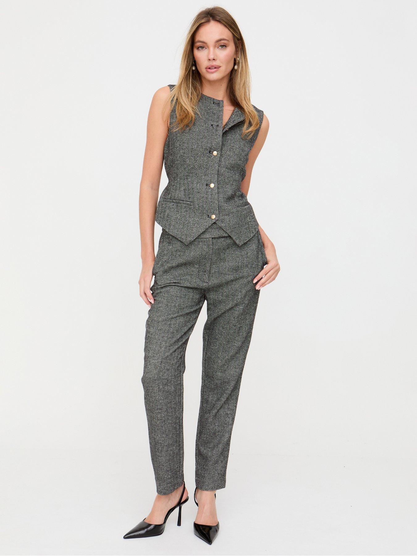  image of lily-lionel-pandora-herringbone-trouser-black