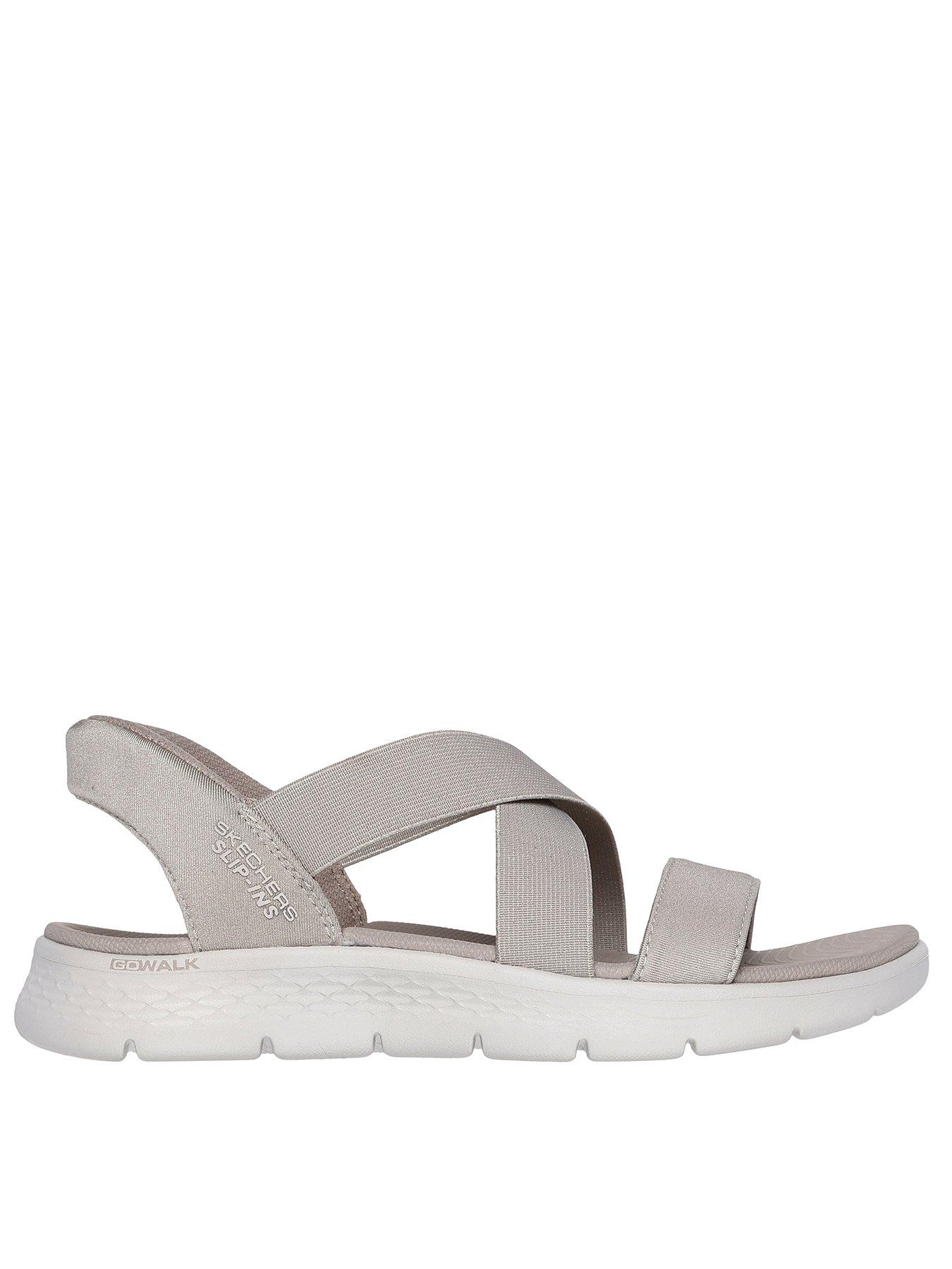 Skechers Go Walk Flex Glimmer Up Slip-ins Sandal - Taupe Textile
