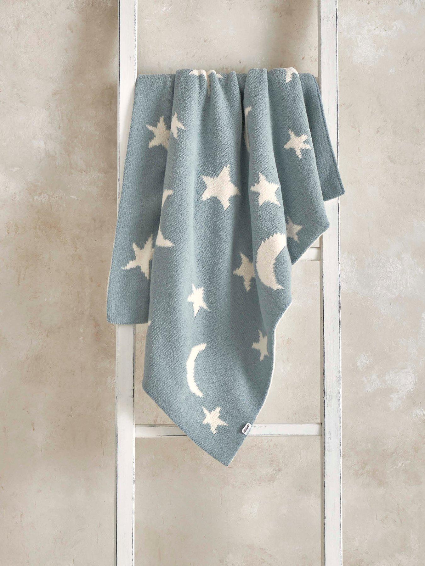 Image 1 of 4 of Mamas & Papas Chenille Blanket - Blue Moon/Star