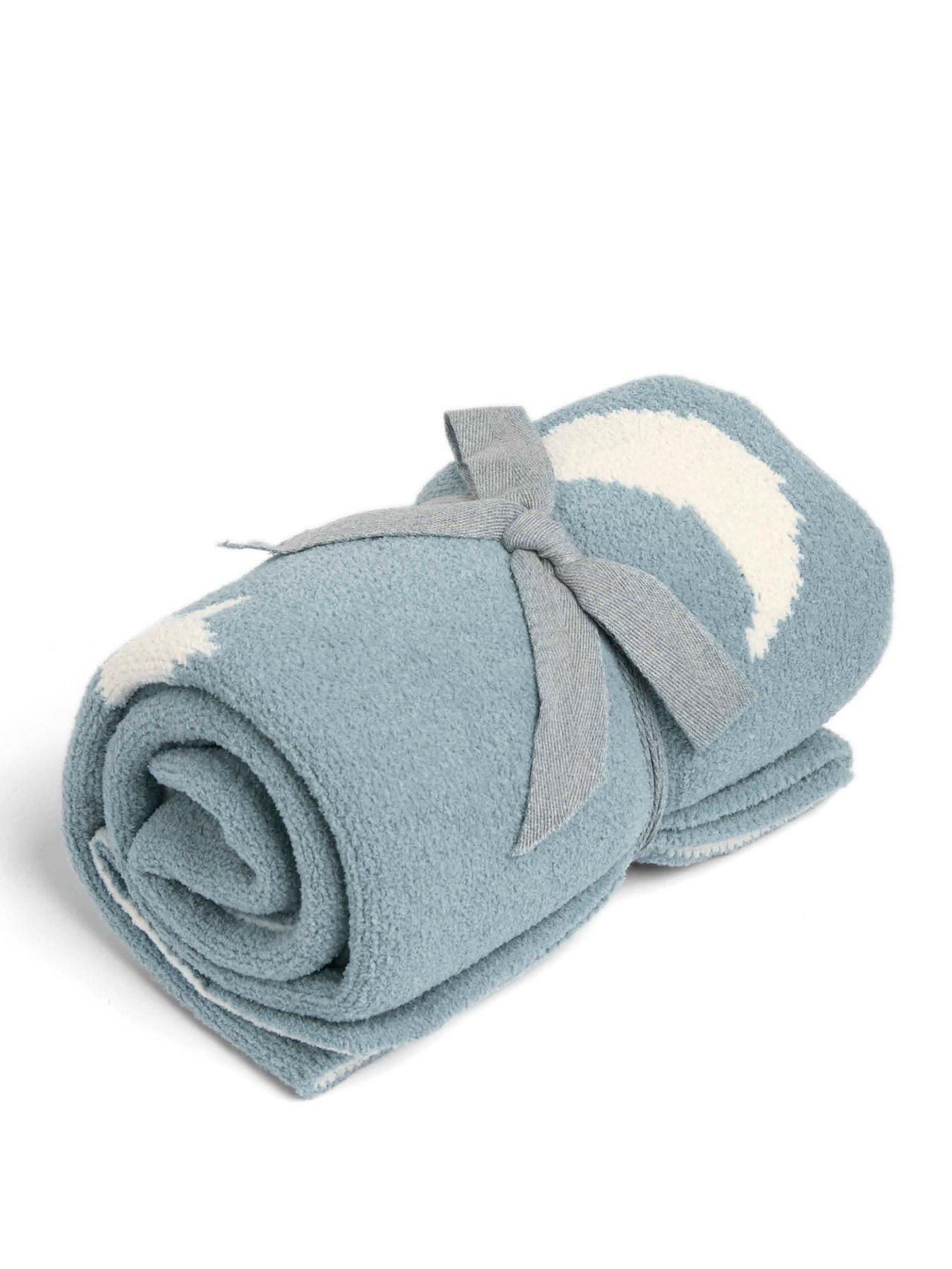 Image 2 of 4 of Mamas & Papas Chenille Blanket - Blue Moon/Star