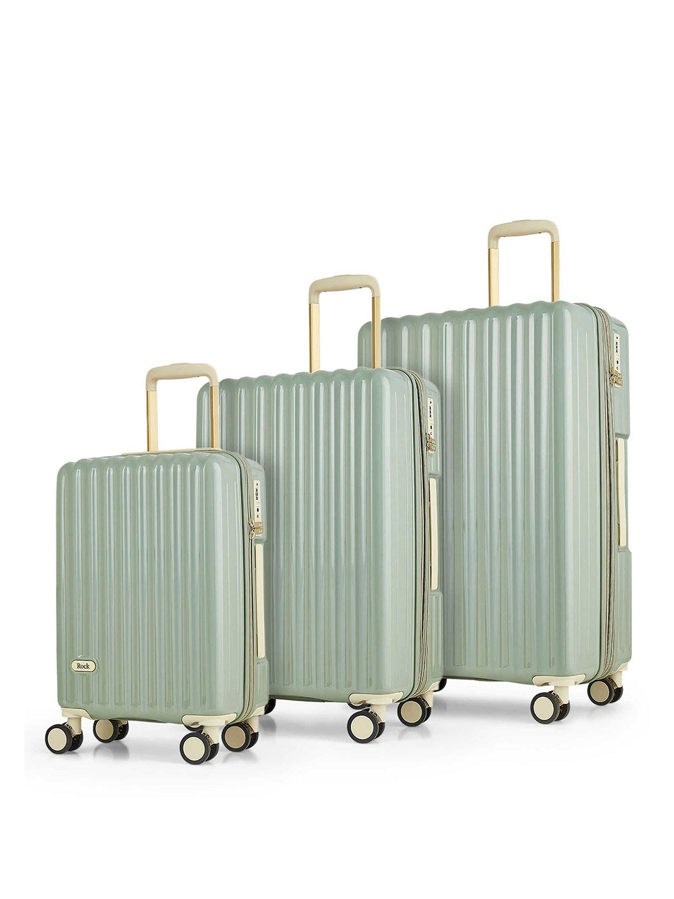 Image 1 of 6 of Rock Luggage Primrose Green 3pc Set Suitcase