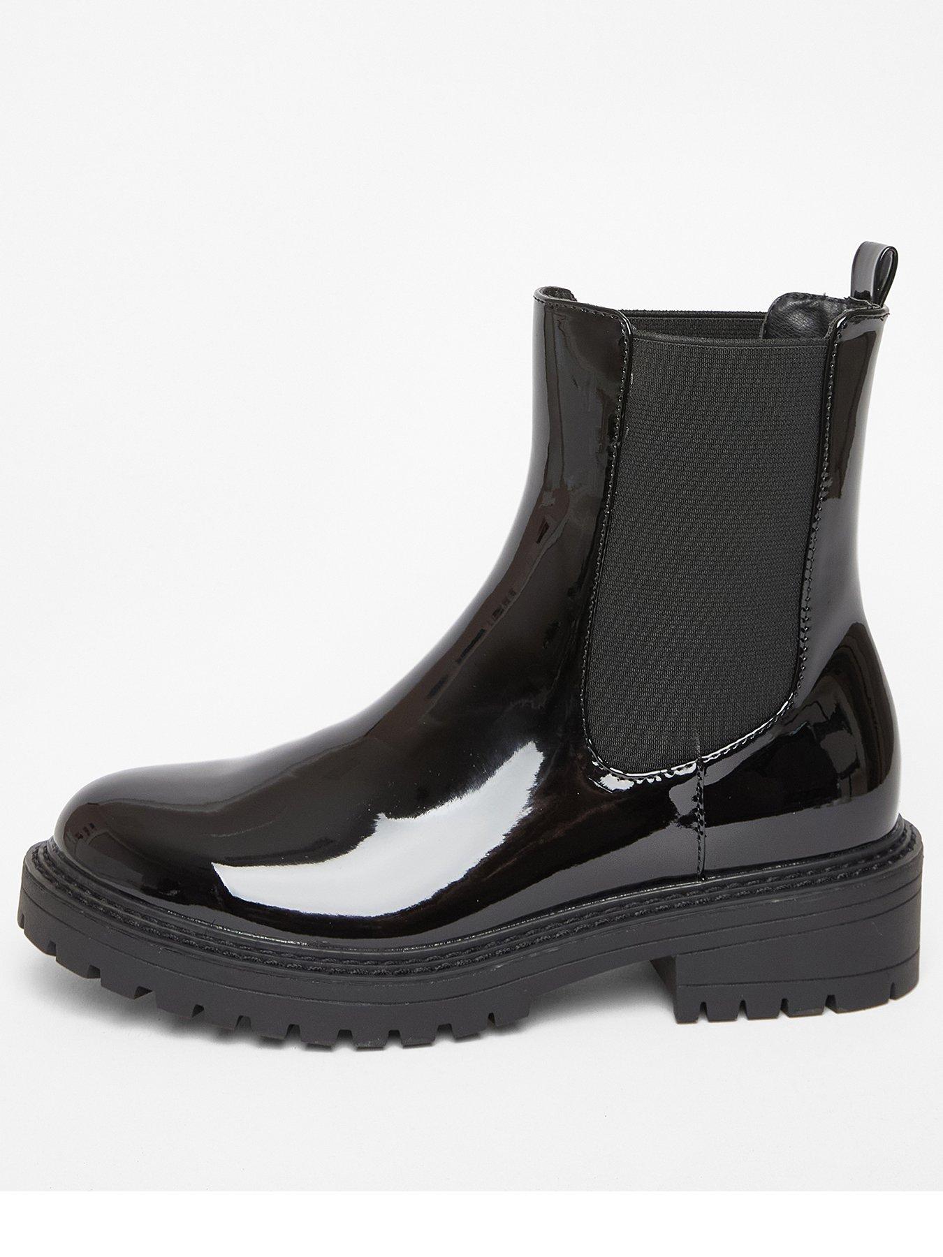 undefined Black Faux Leather Chelsea Boots
