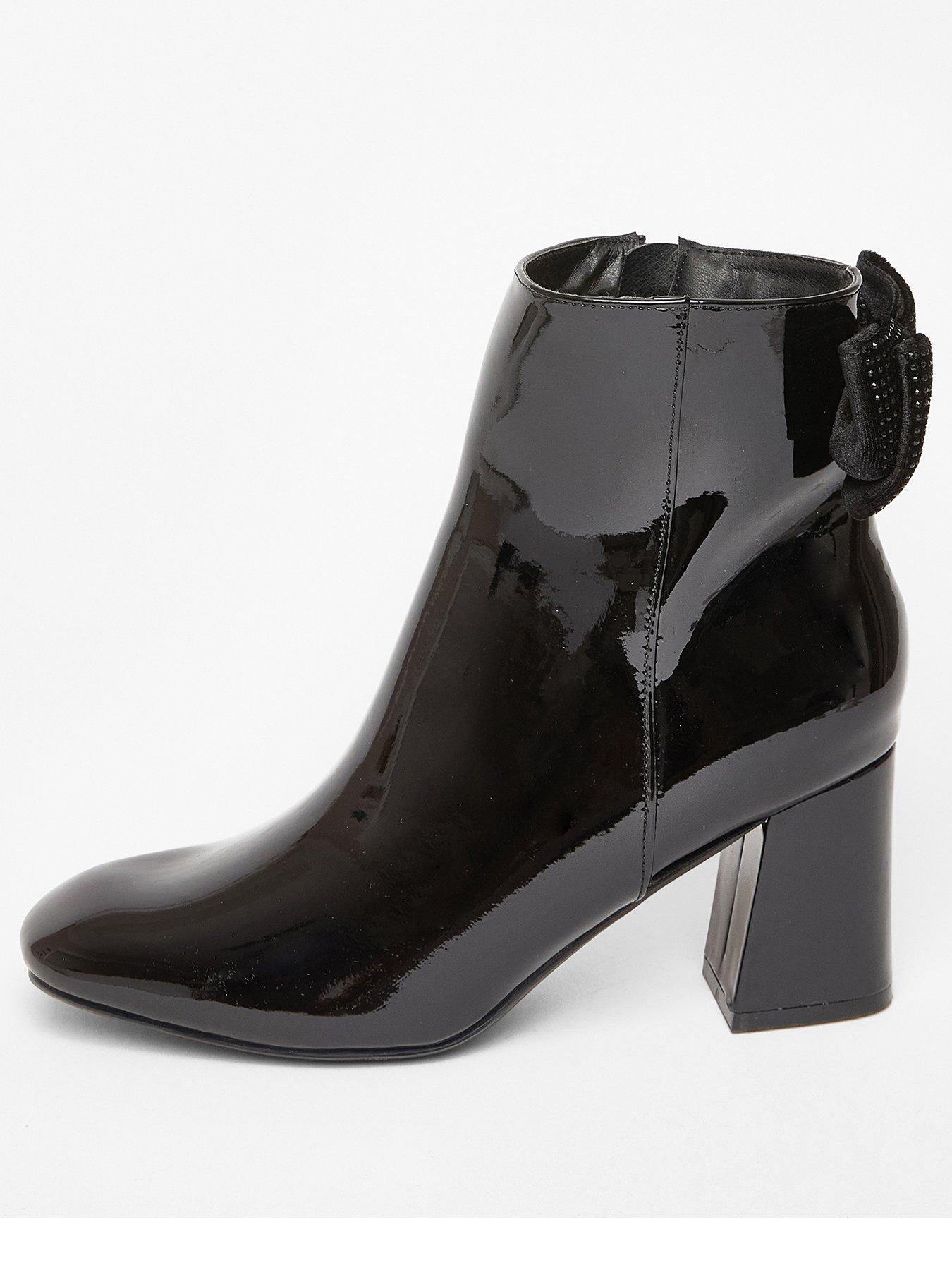 undefined Black Patent Bow Back Ankle Boot
