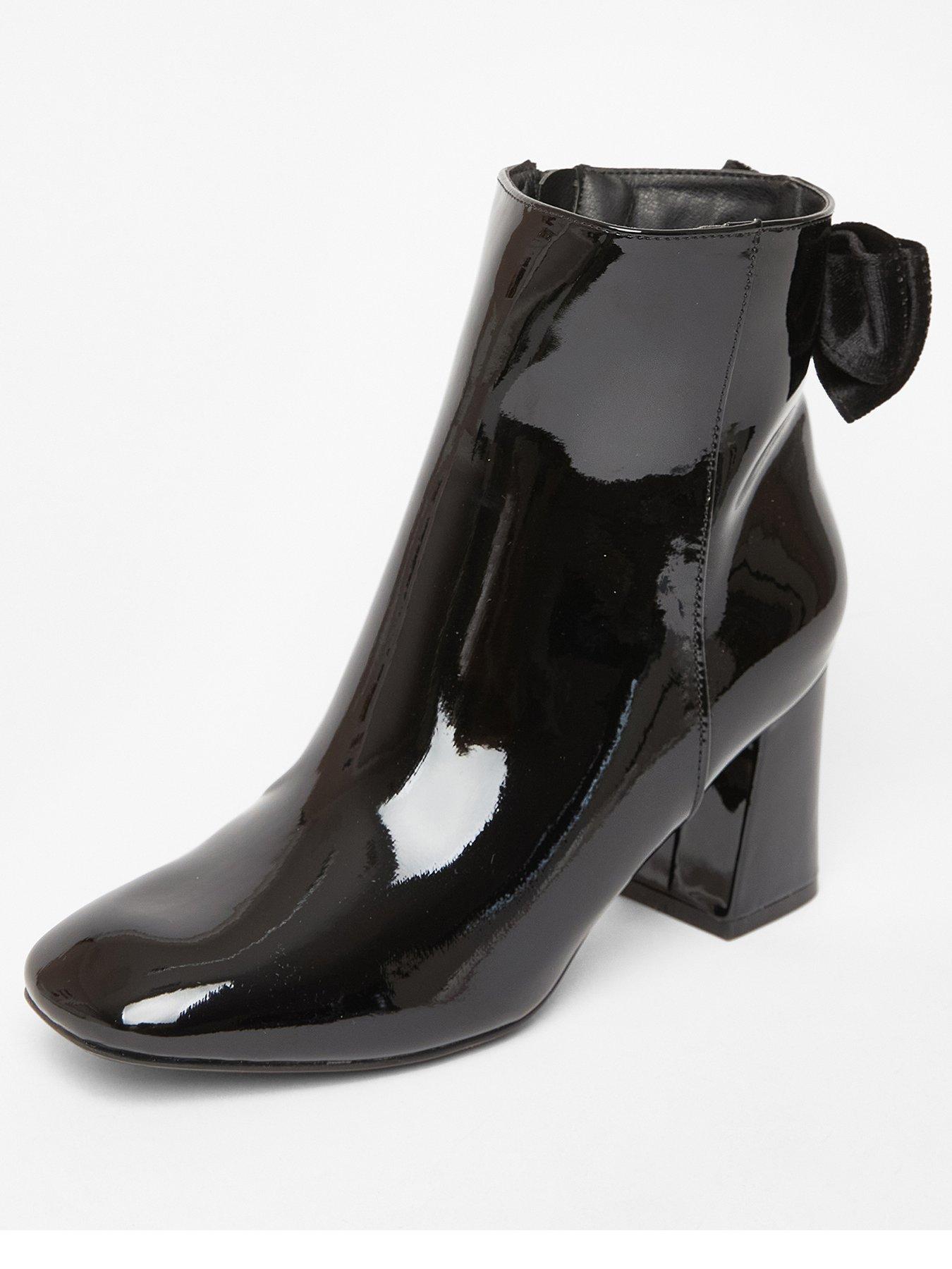 Image 2 of 5 of Quiz Black Patent Bow Back Ankle Boot