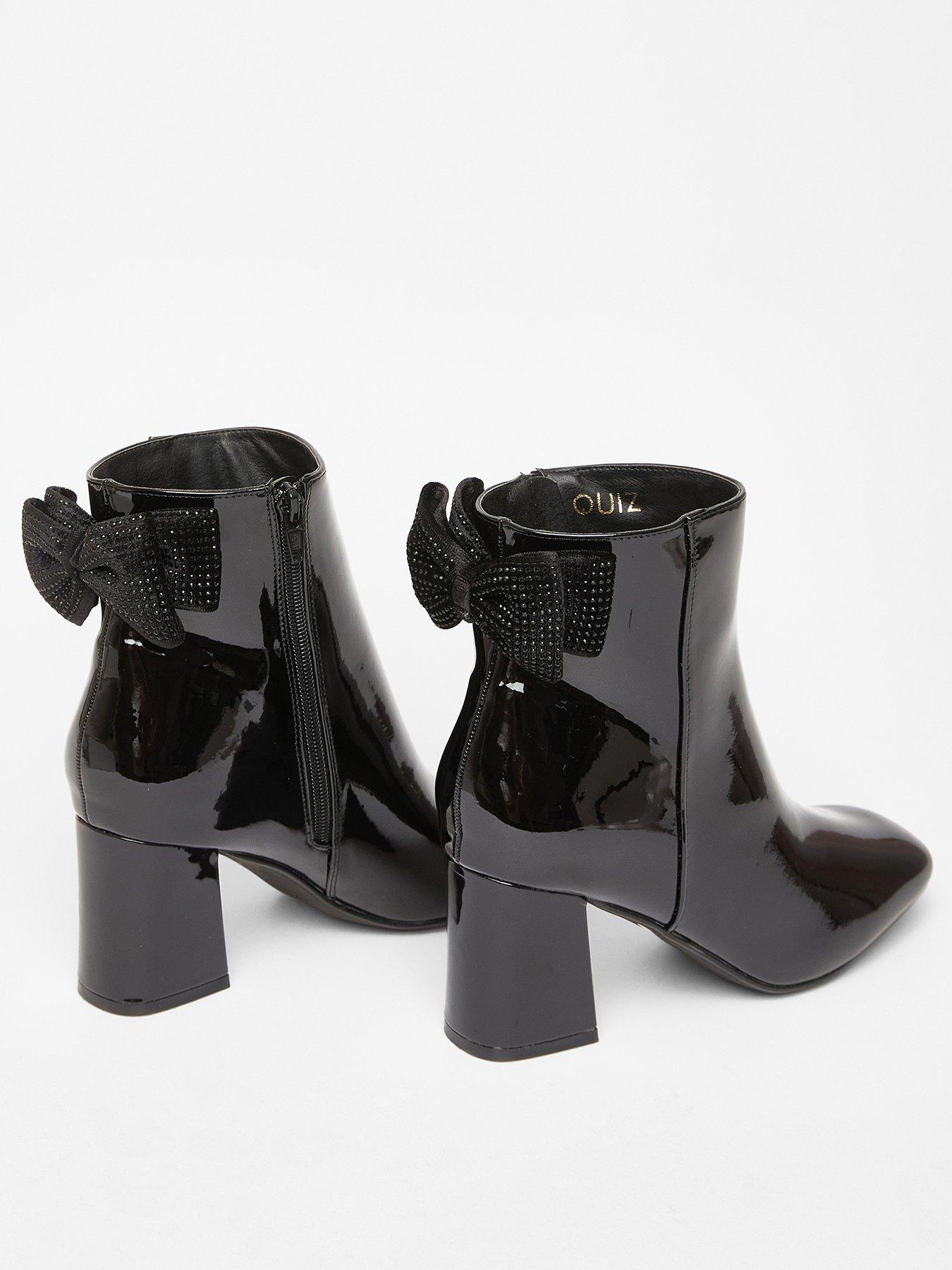 Image 3 of 5 of Quiz Black Patent Bow Back Ankle Boot