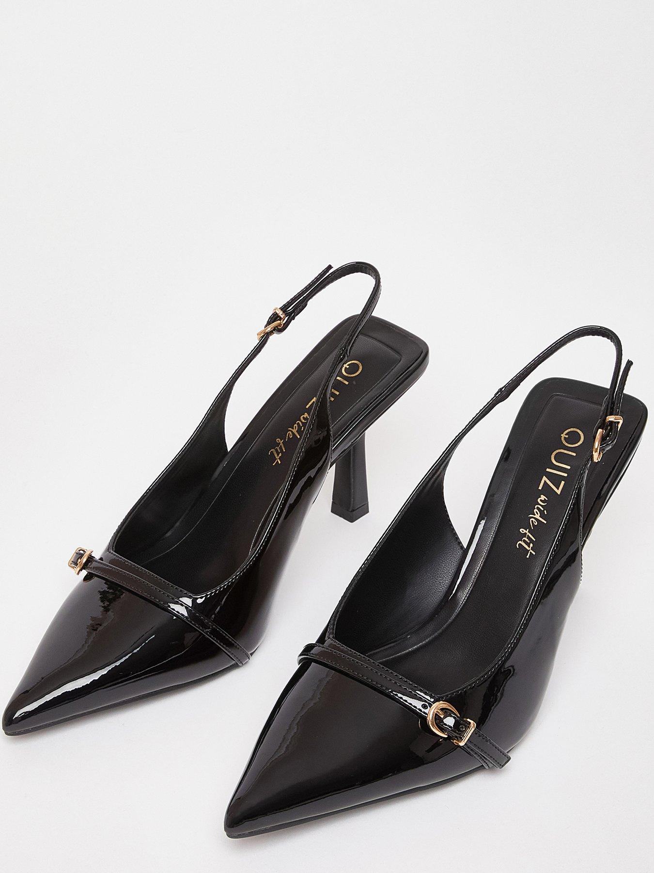 Image 3 of 5 of Quiz Wide Fit Black Slingback Court Heels