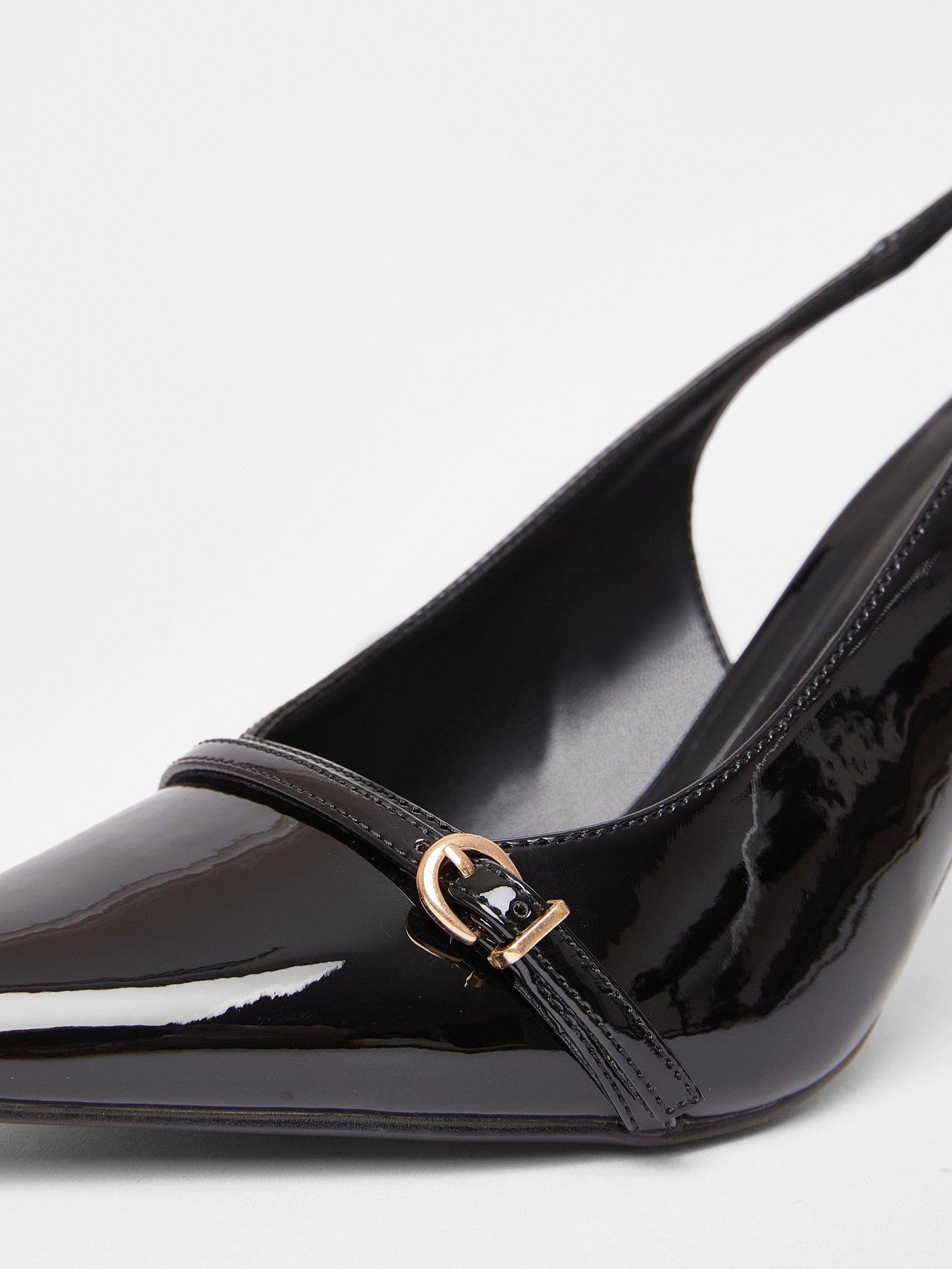 Image 4 of 5 of Quiz Wide Fit Black Slingback Court Heels