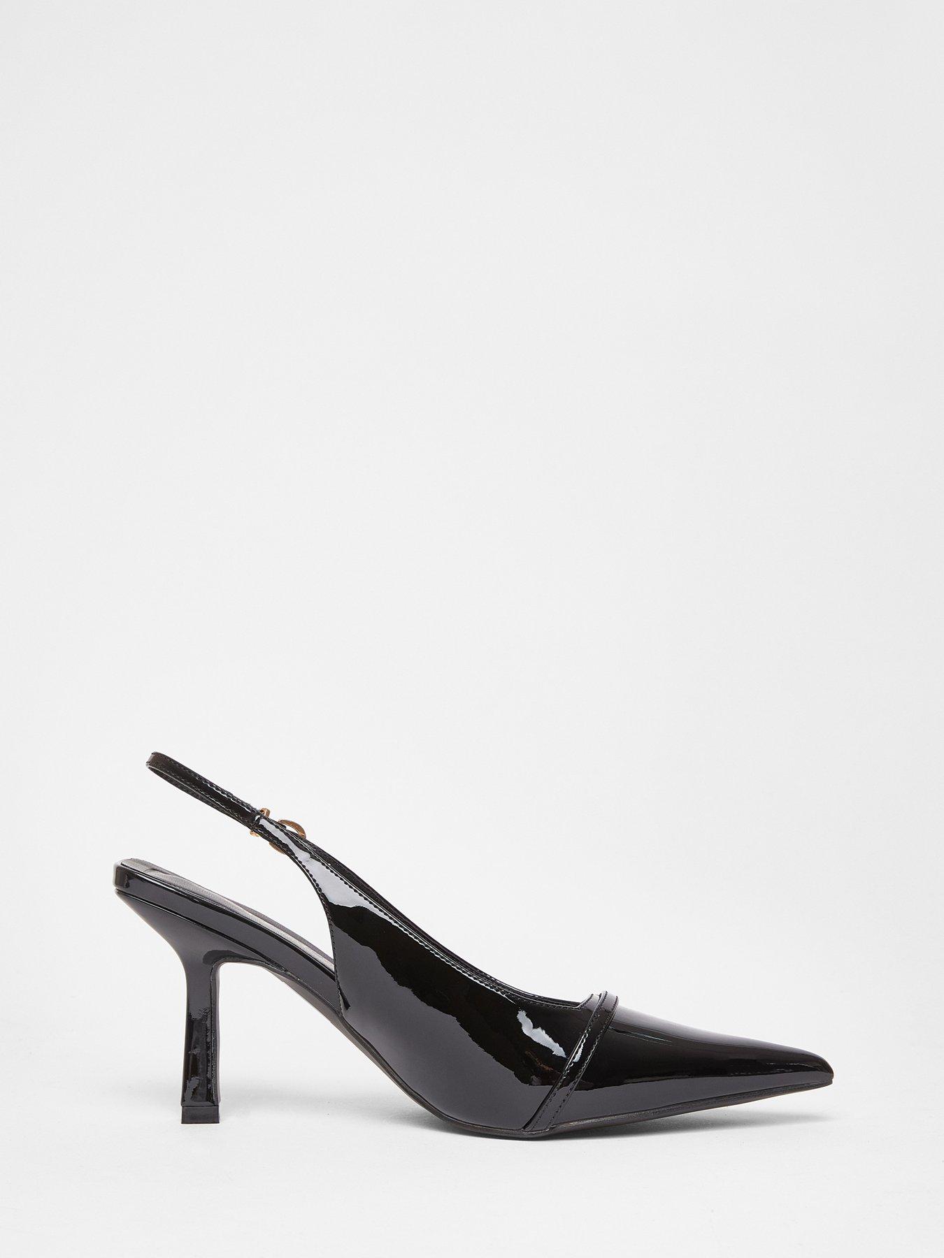 Image 5 of 5 of Quiz Wide Fit Black Slingback Court Heels