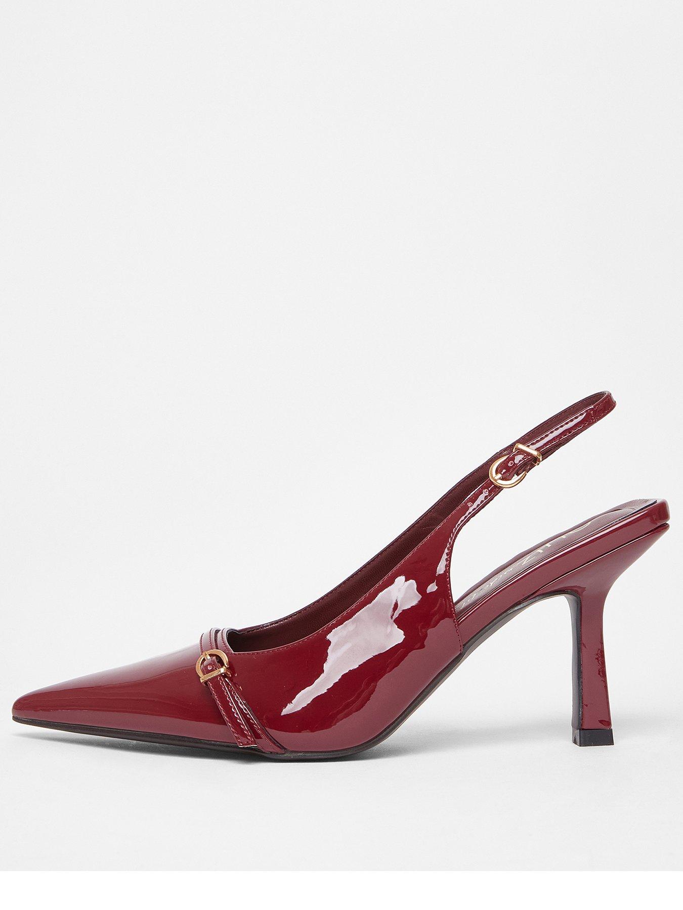 undefined Wide Fit Dark Red Slingback Court Heels