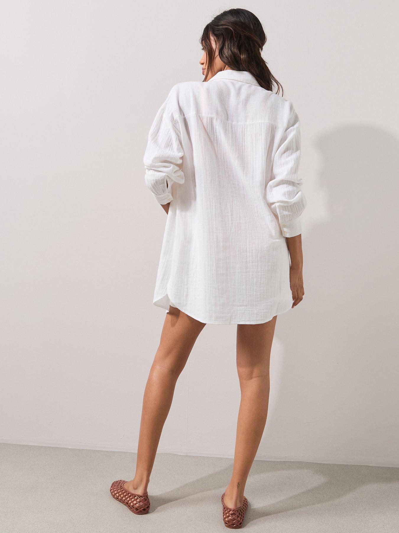 Image 2 of 7 of The Very Collection Longer Length Beach Shirt - White