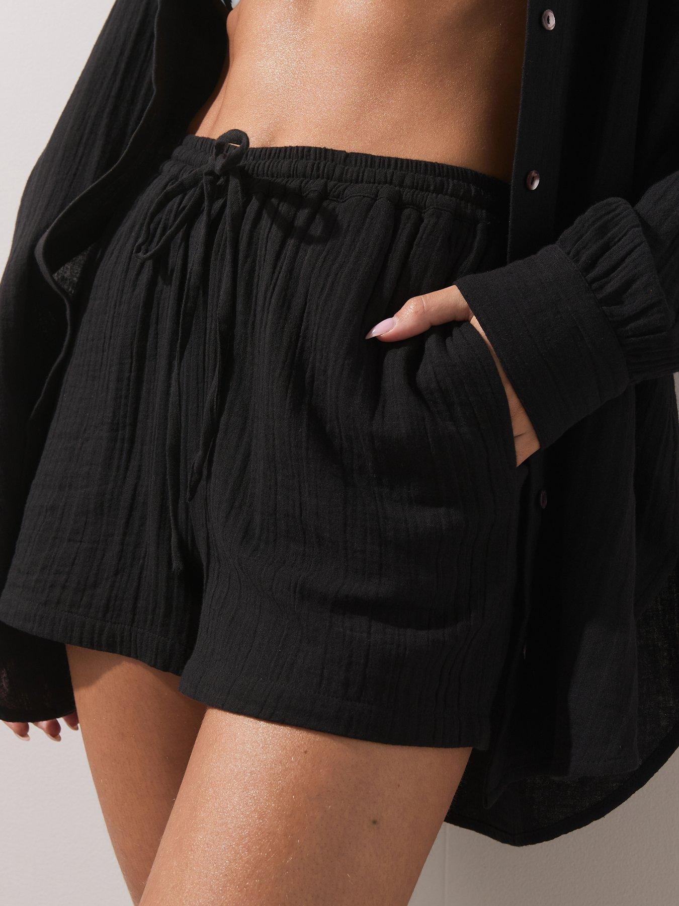  image of the-very-collection-double-cloth-shorts-black