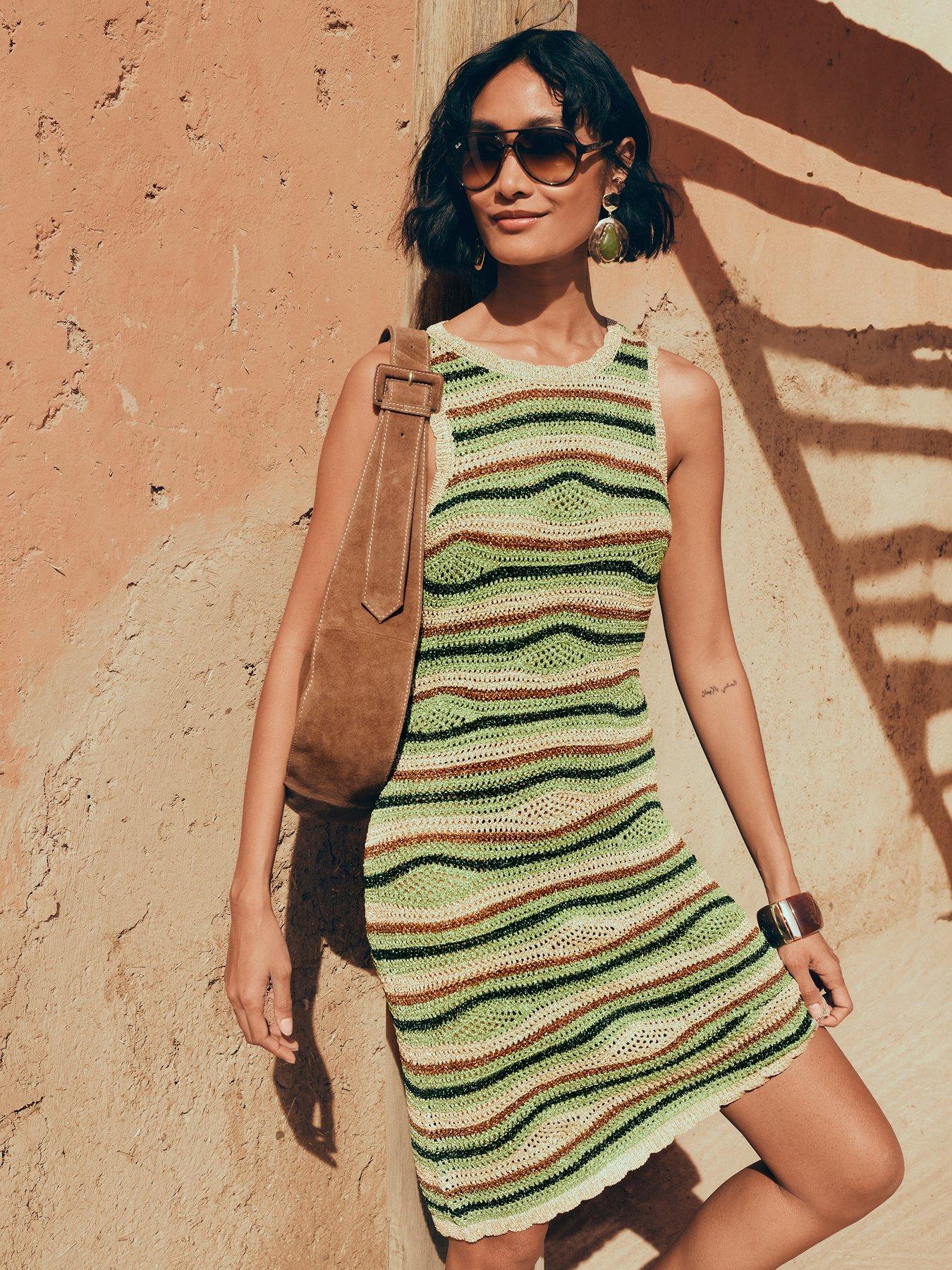 The Very Collection Lurex Knitted Beach Dress - Green