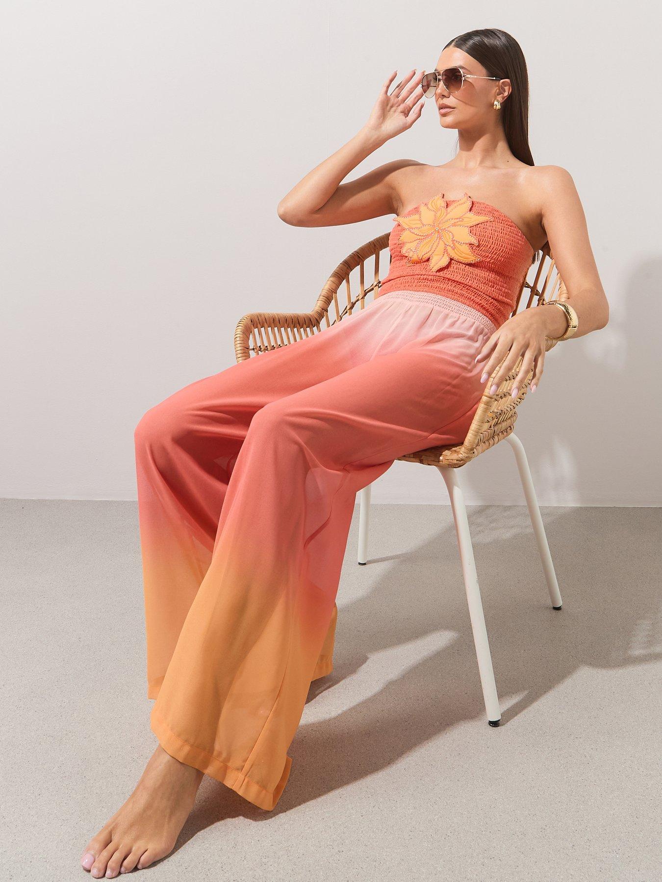 The Very Collection Shirred Ombre Beach Trouser Co Ord - Pink