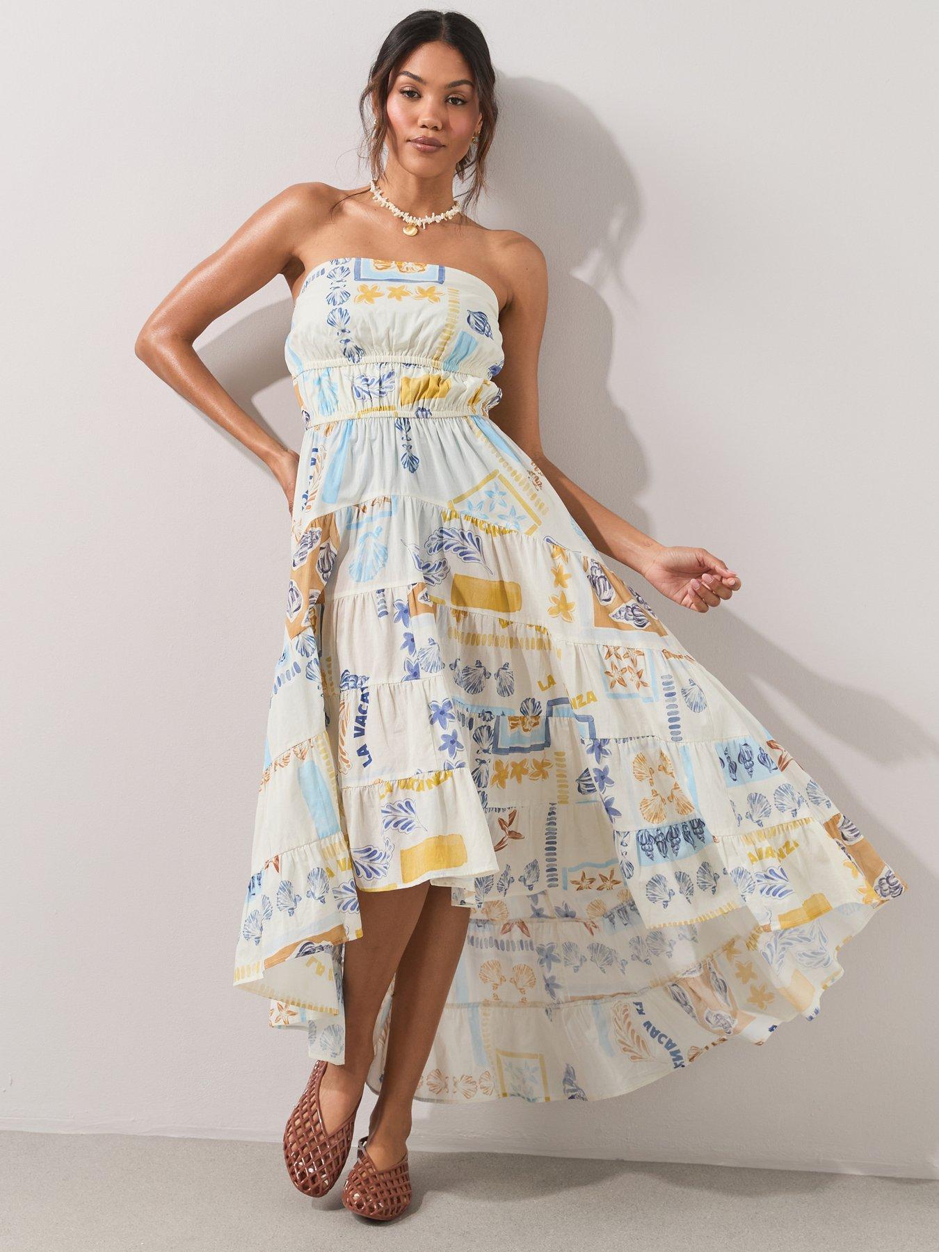 The Very Collection Conversational Shell Print Beach Dress - Cream