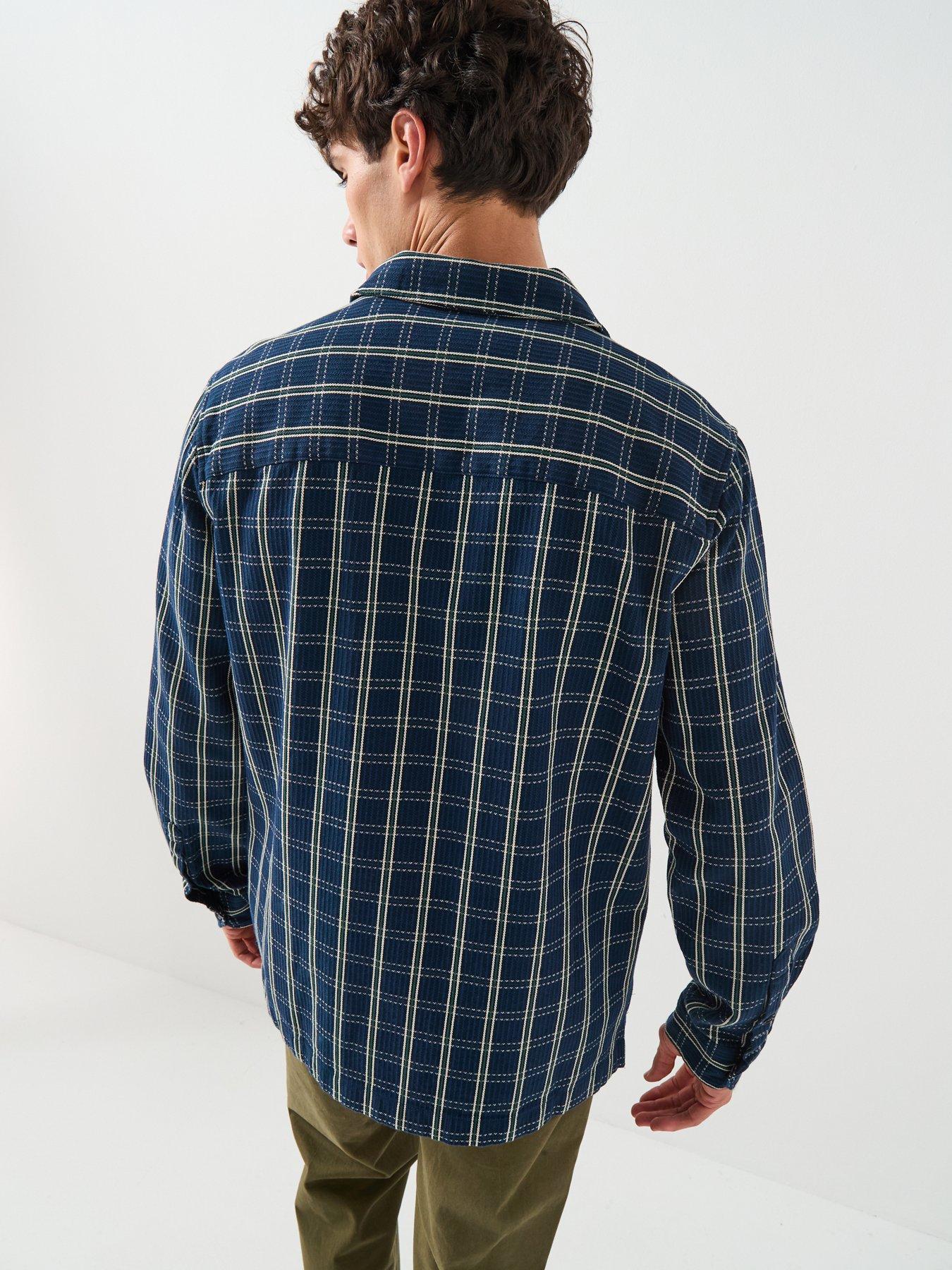 stillFront image of farah-wallasey-check-overshirt-navy