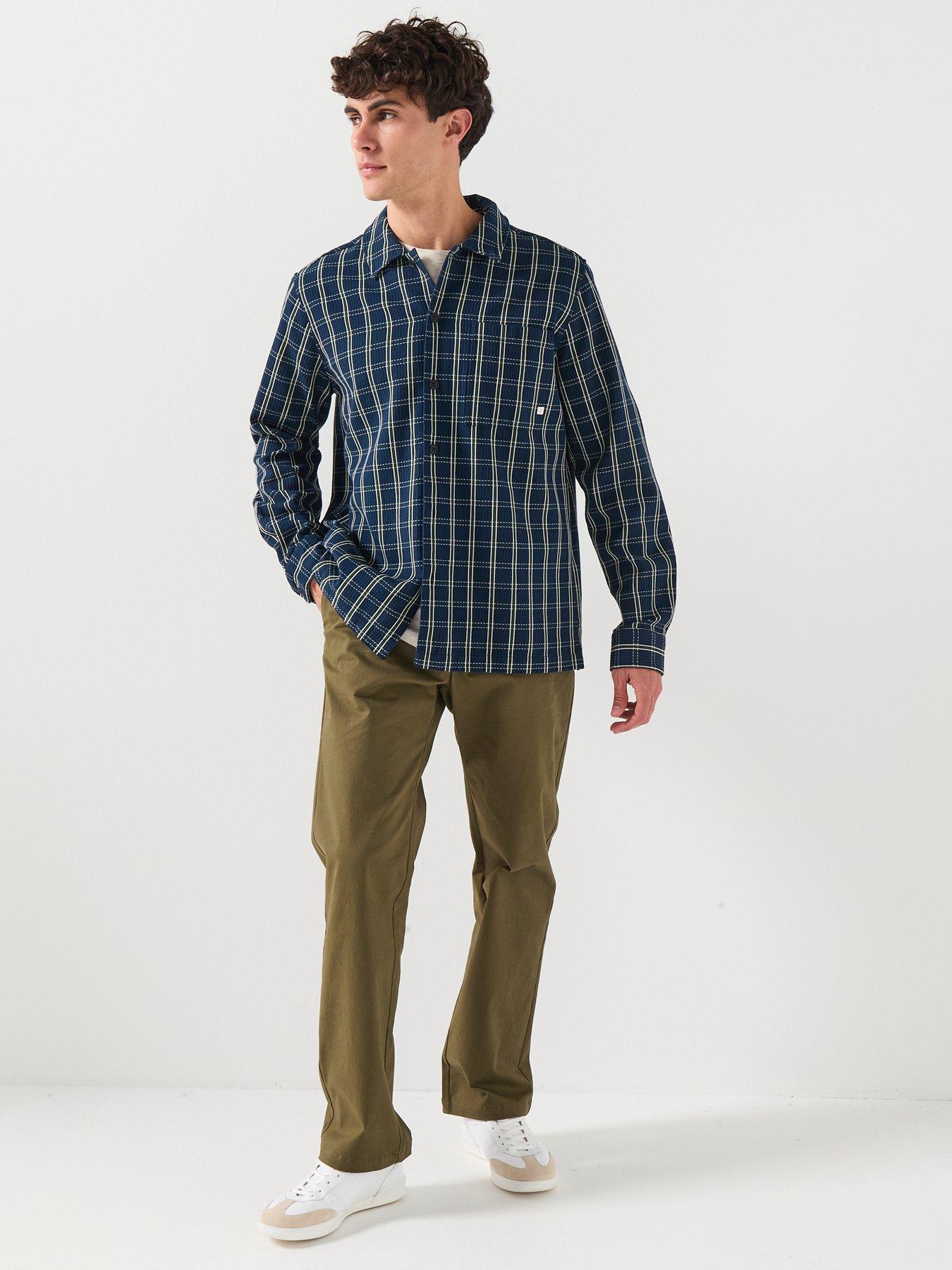  image of farah-wallasey-check-overshirt-navy