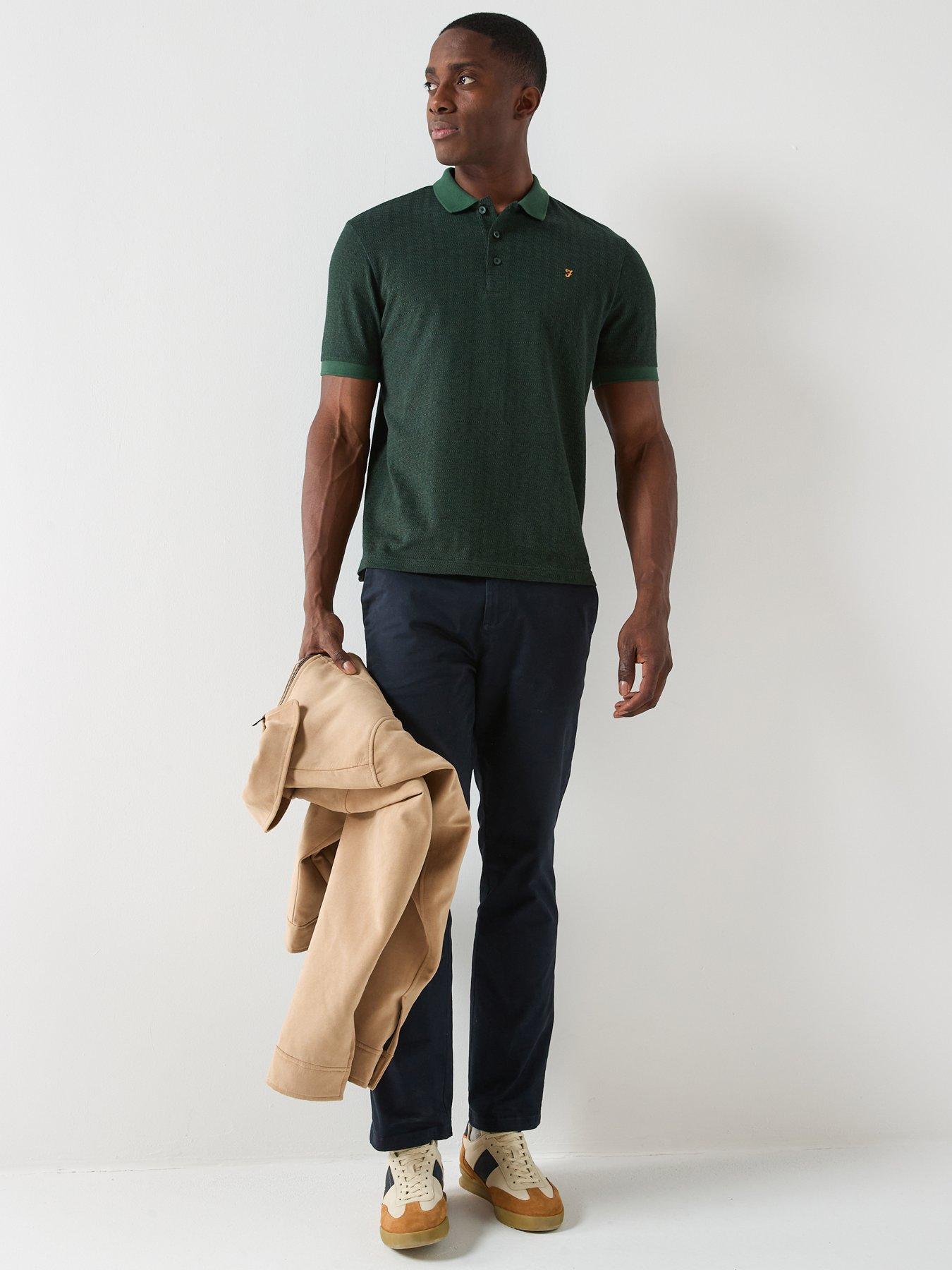  image of farah-sefton-textured-polo-shirt-green