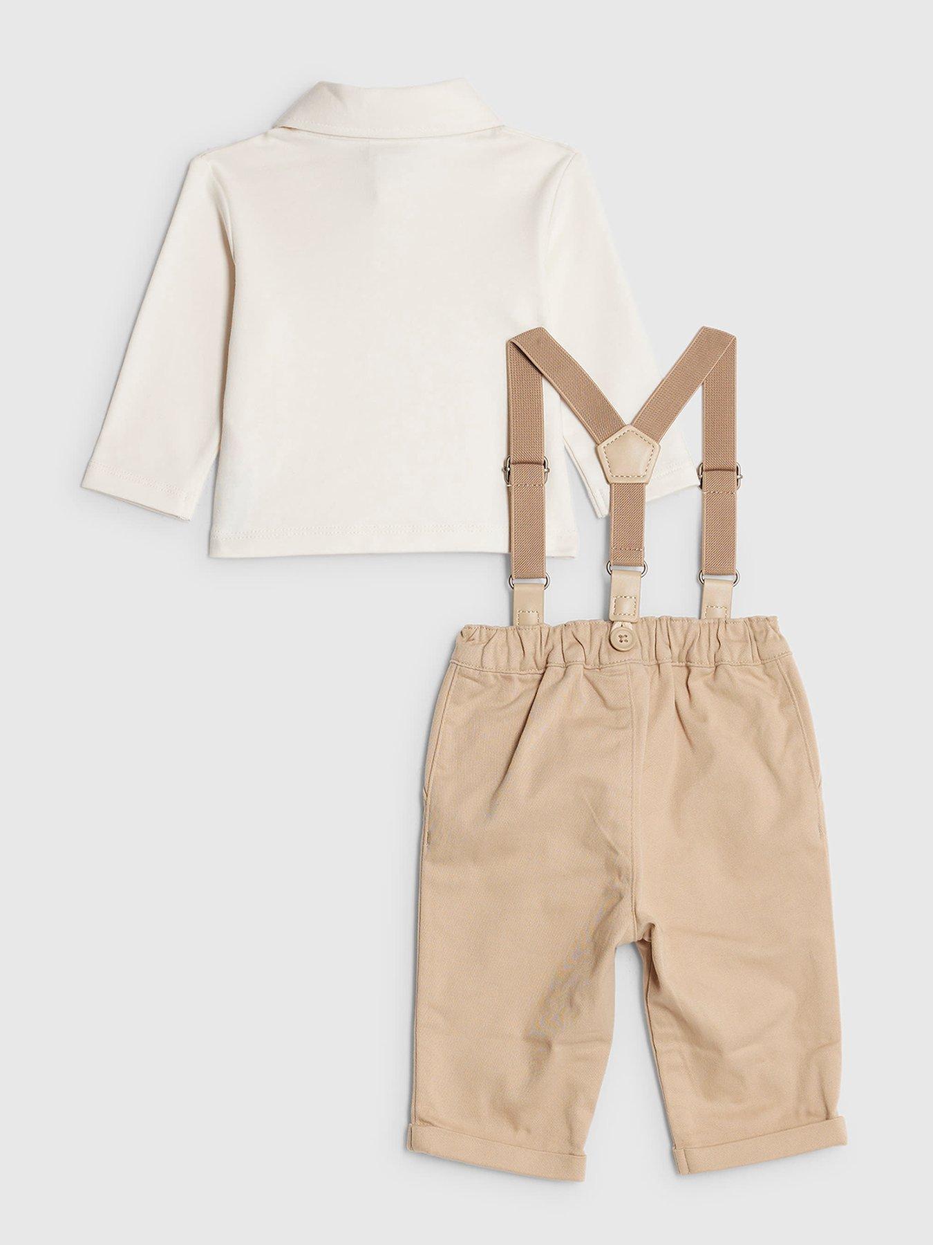 back image of river-island-baby-boys-gingerbread-dungarees-beige