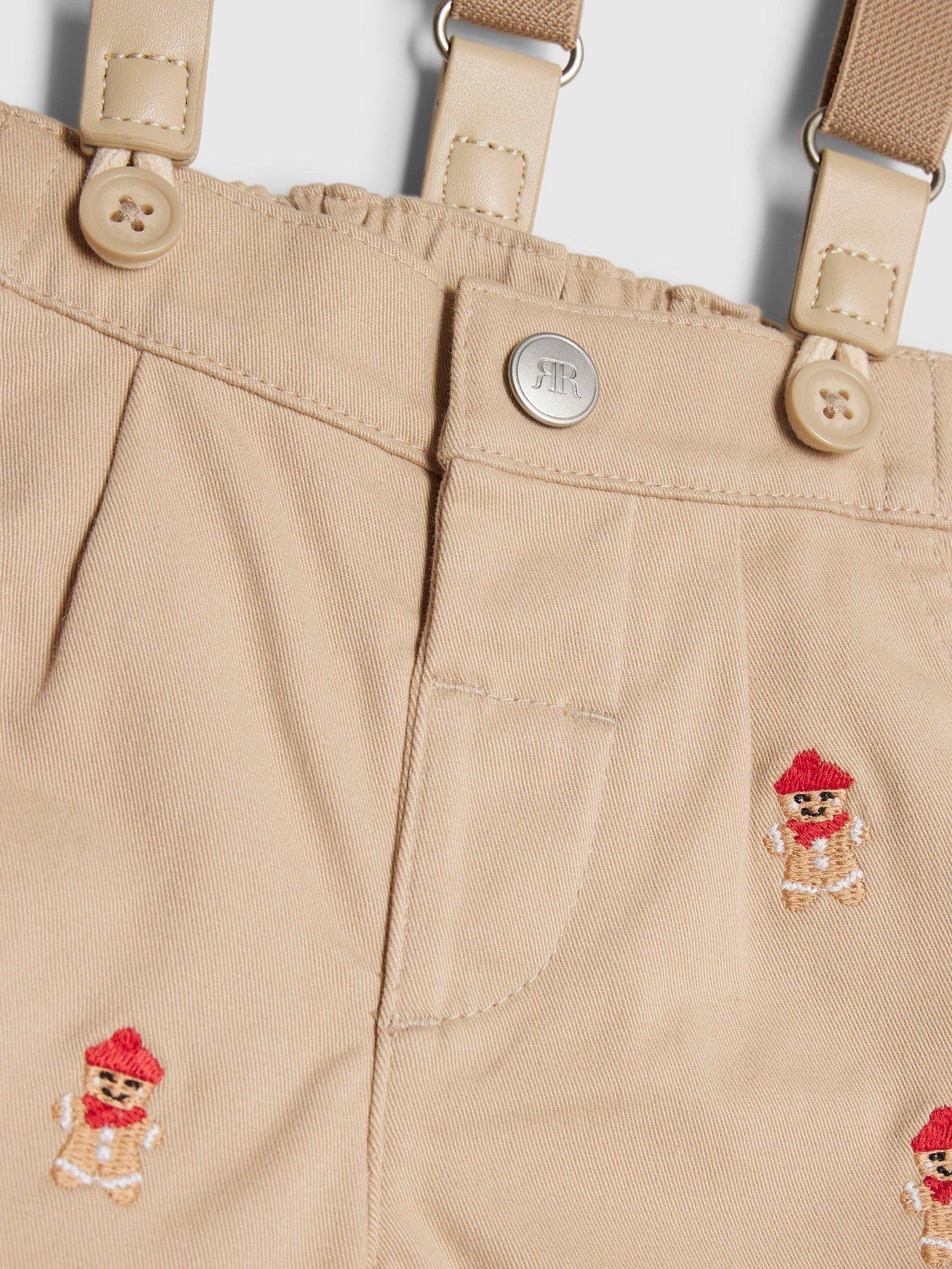  image of river-island-baby-boys-gingerbread-dungarees-beige