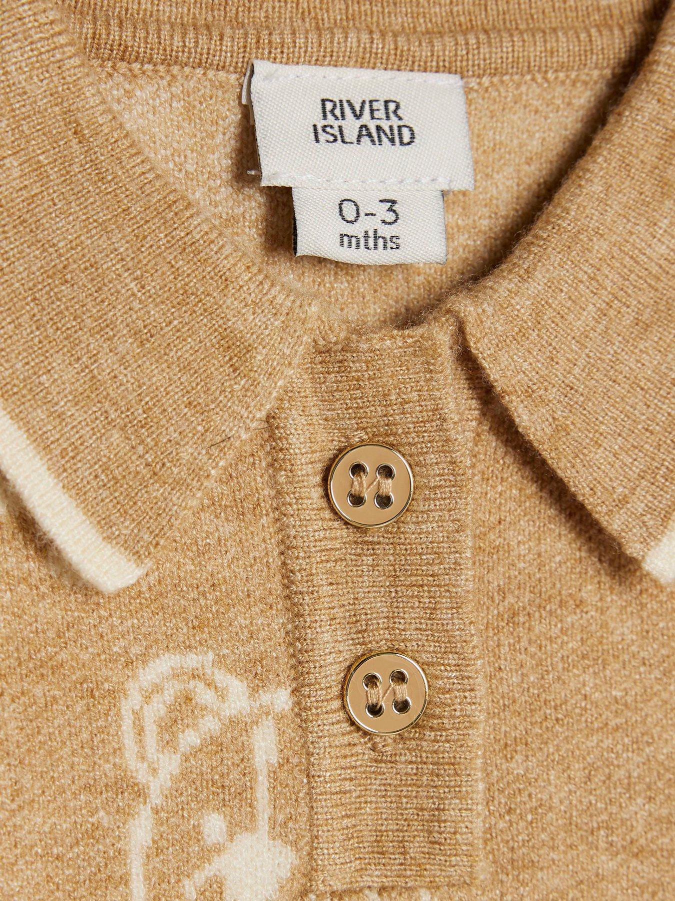  image of river-island-baby-boys-snowflake-bear-jumper-set-cream