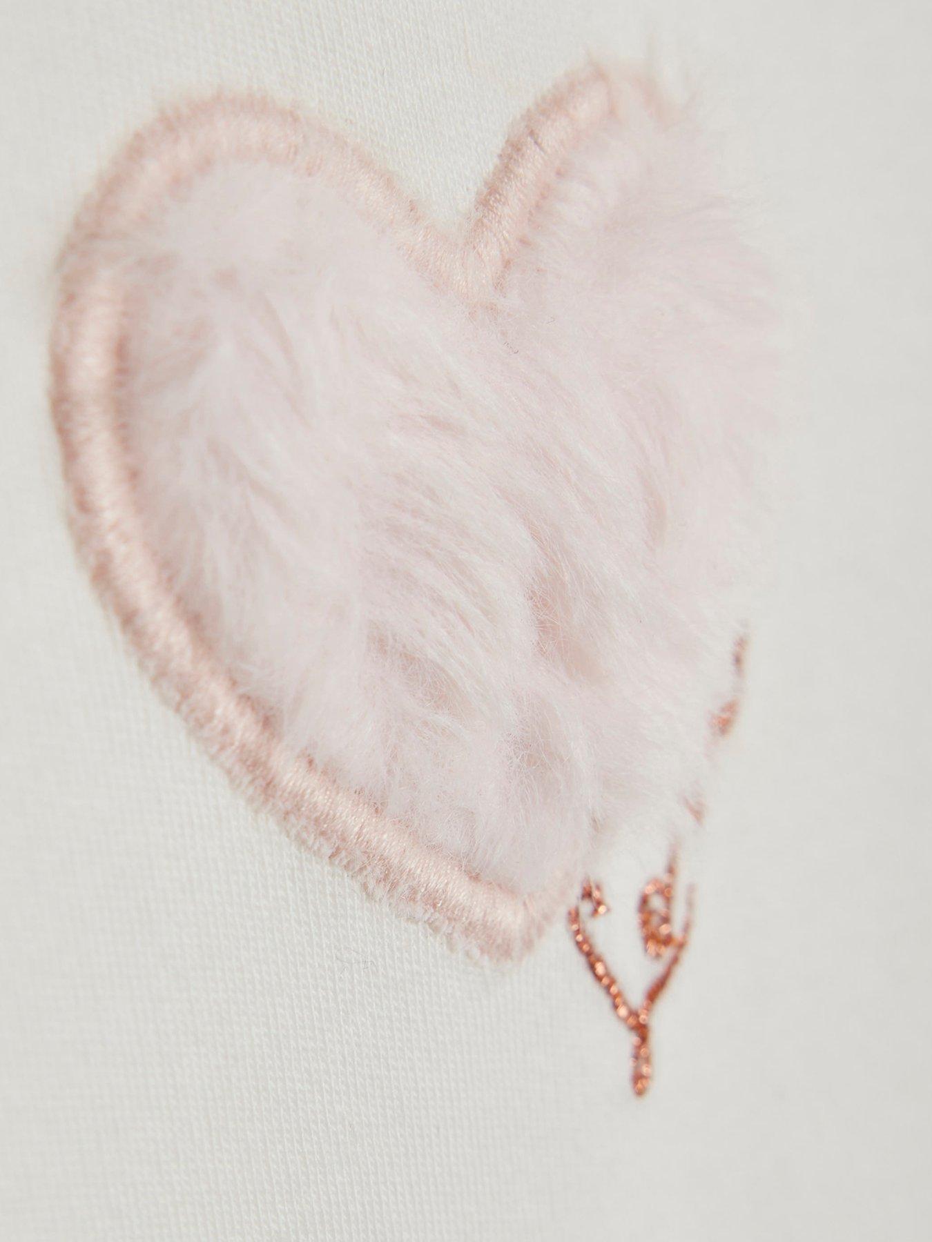  image of river-island-baby-girls-faux-fur-heart-gilet-set-pink