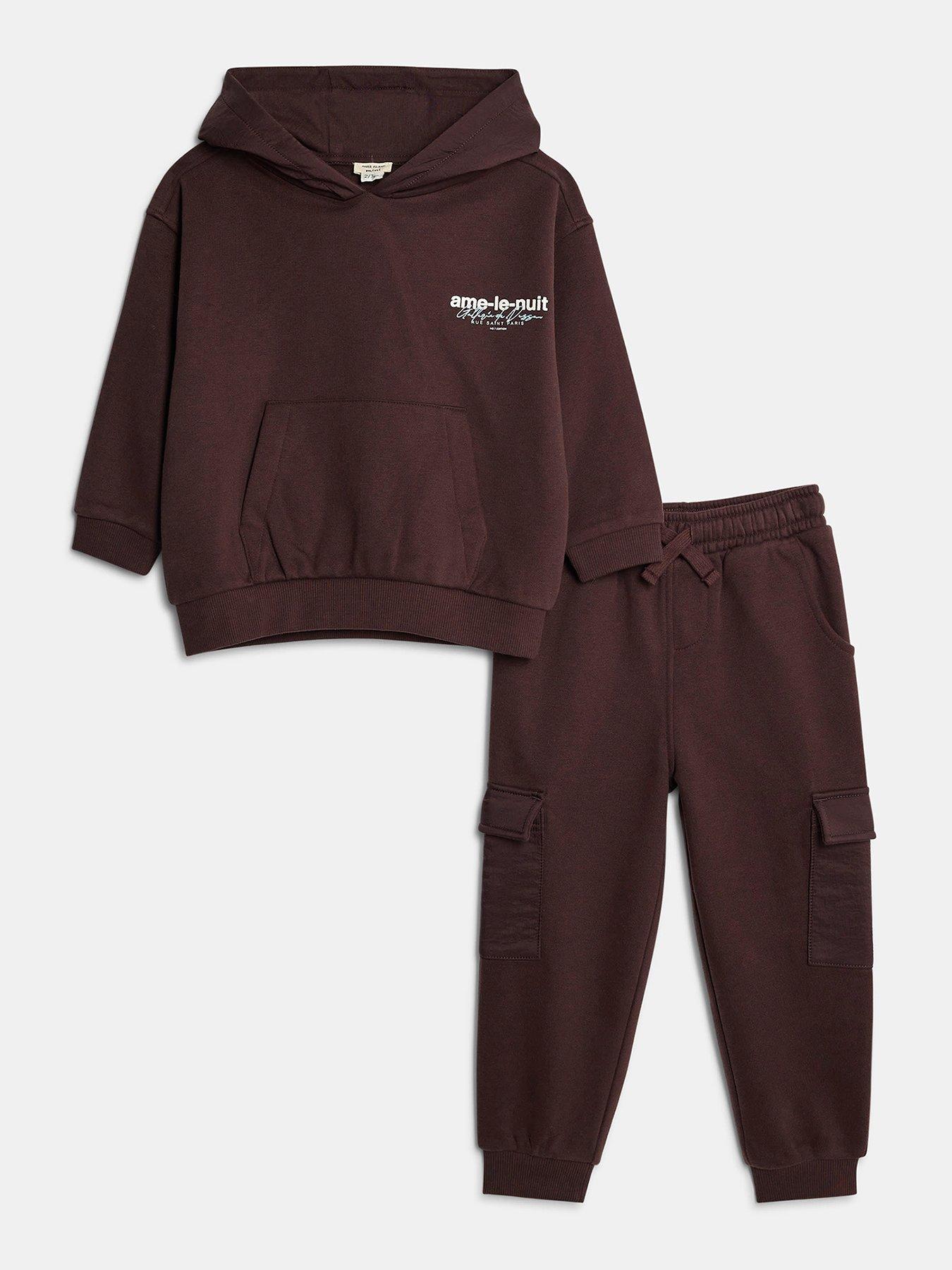 River Island Mini Mini Boys Ame Le Nuit Back Print Hoodie Set - Red