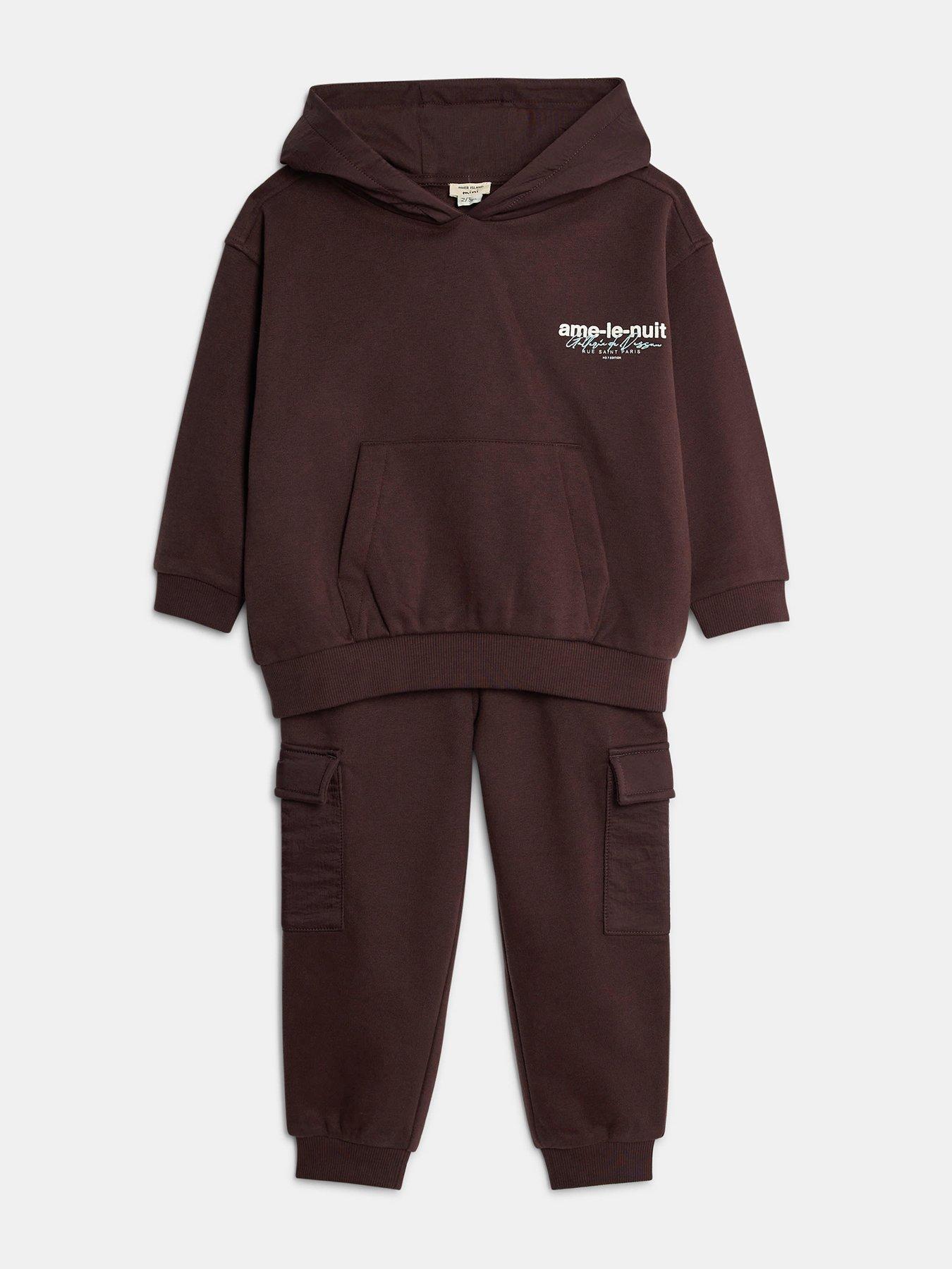  image of river-island-mini-mini-boys-ame-le-nuit-back-print-hoodie-set-red