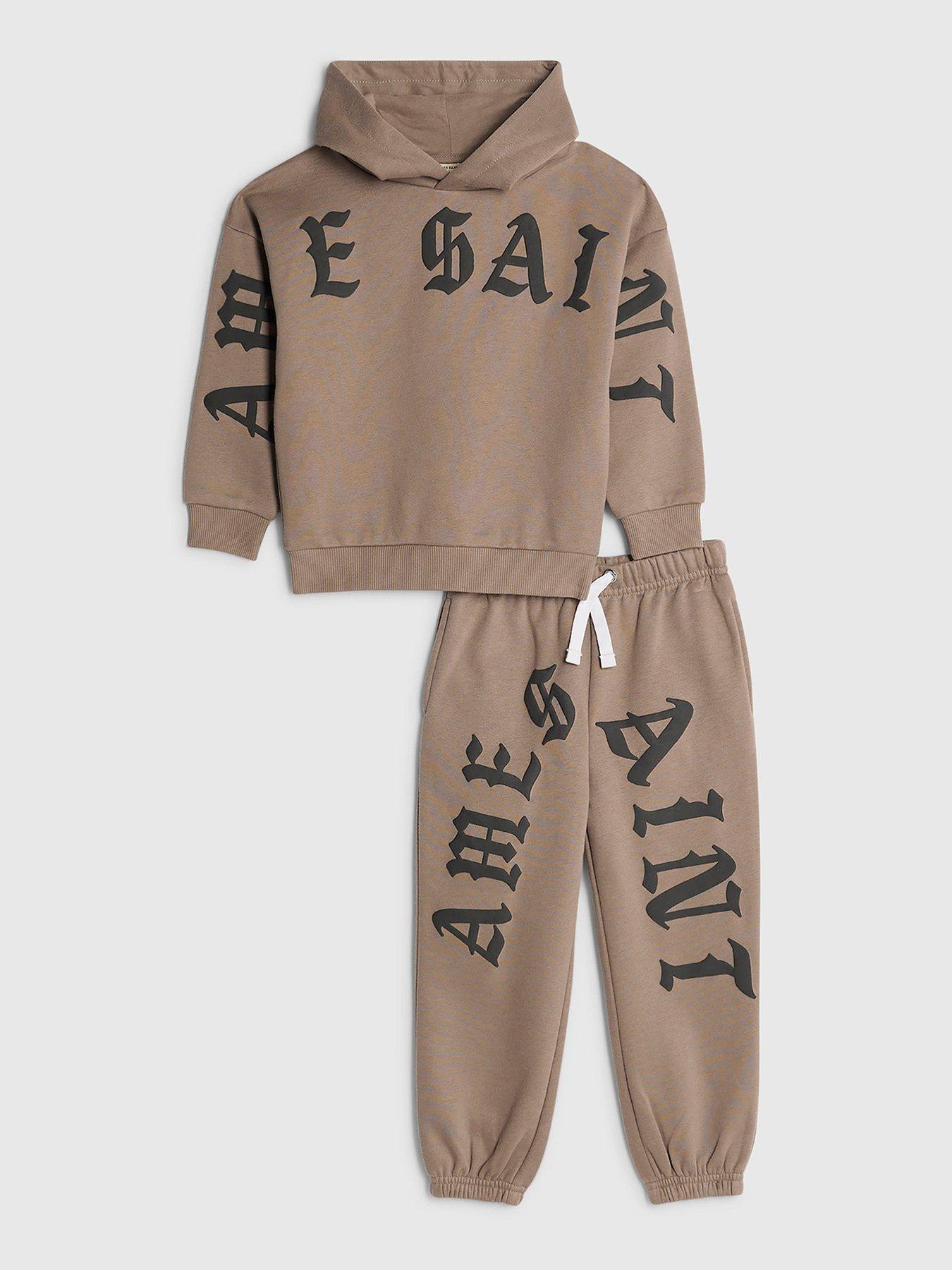 River Island Mini Boys Ame Saint Hoodie Set - Brown