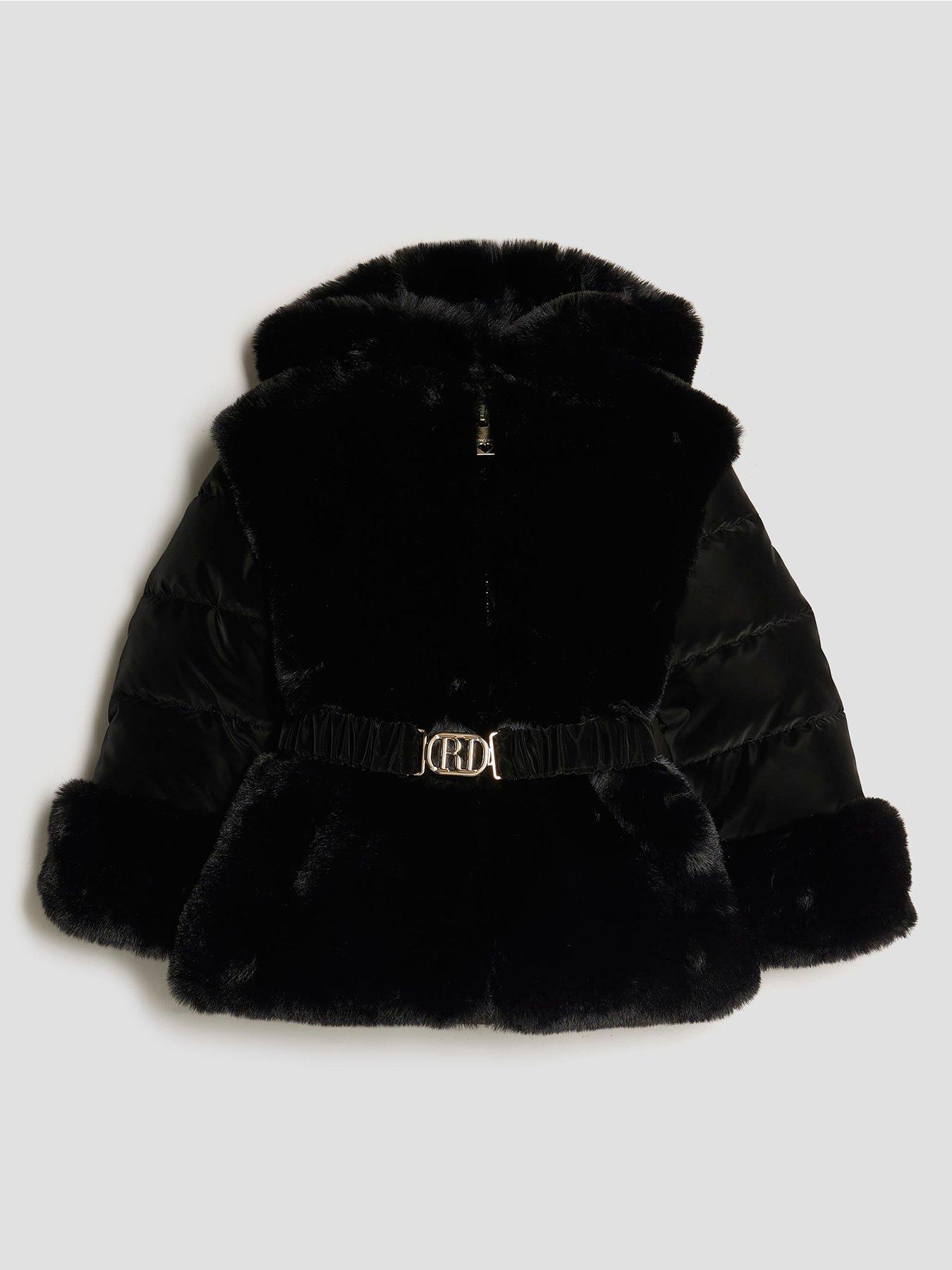 river-island-mini-girls-belted-faux-fur-padded-coat-black