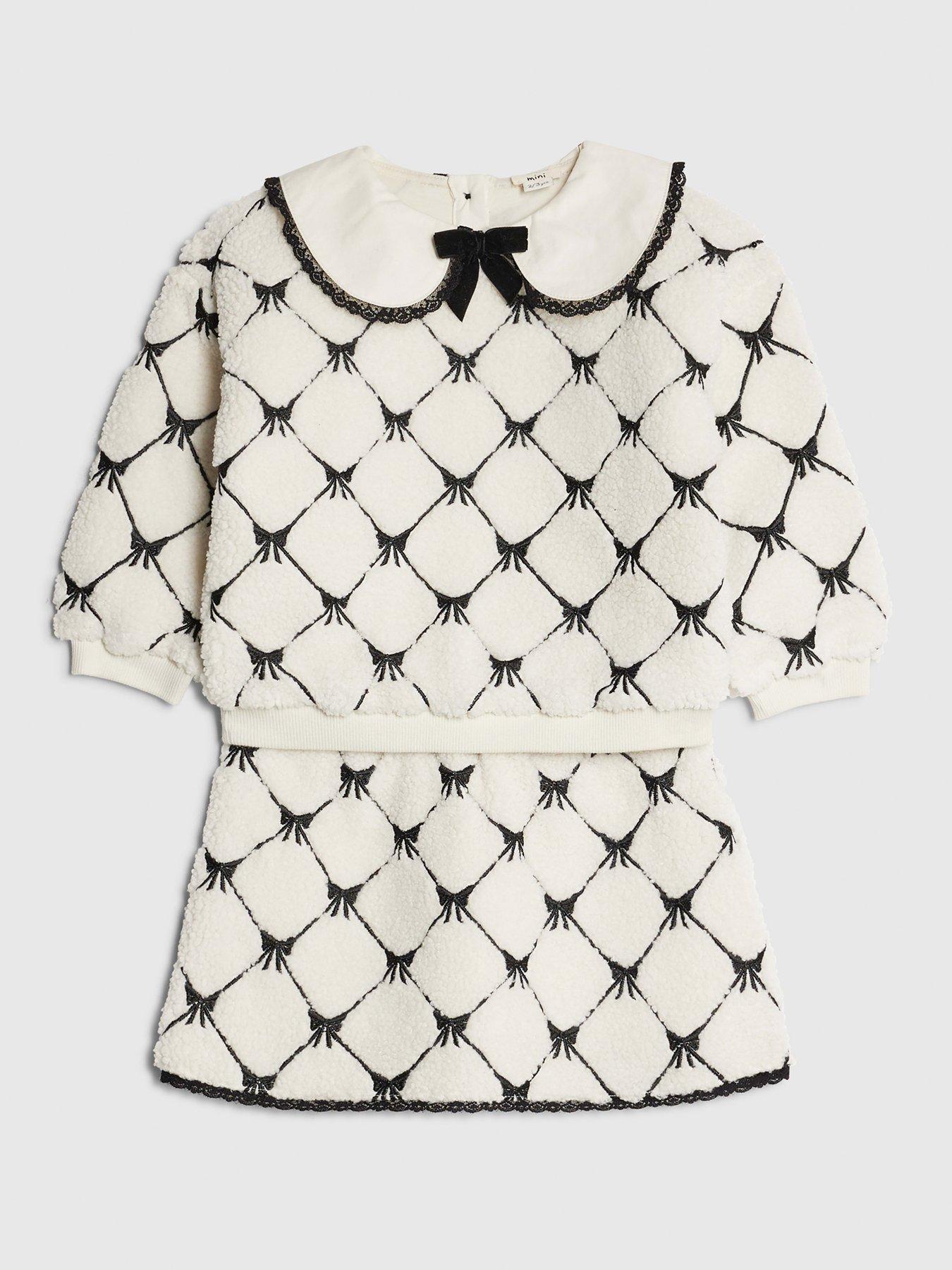  image of river-island-mini-girls-collared-bow-sweatshirt-set-cream