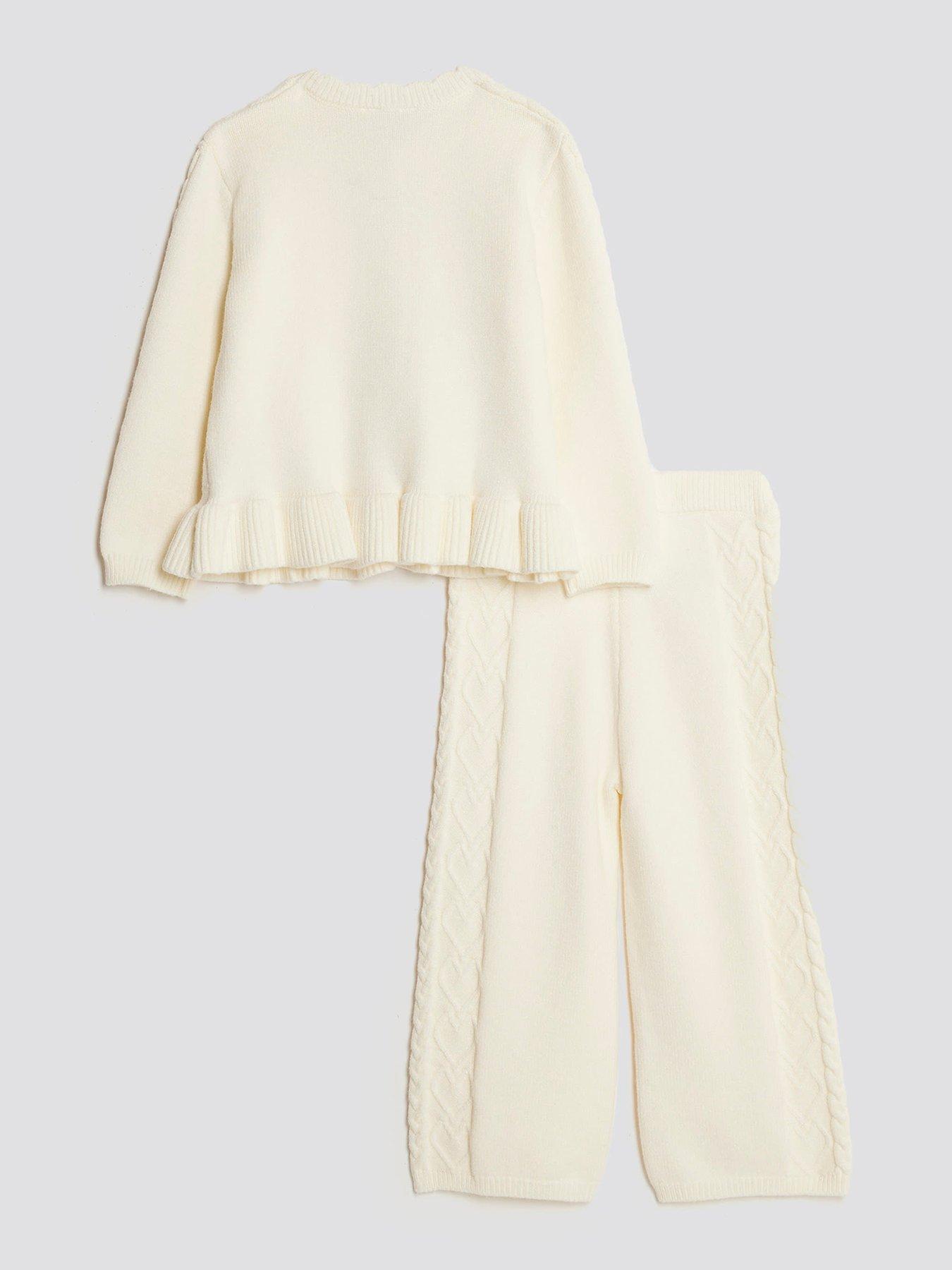  image of river-island-mini-girls-bow-knit-jumper-set-cream