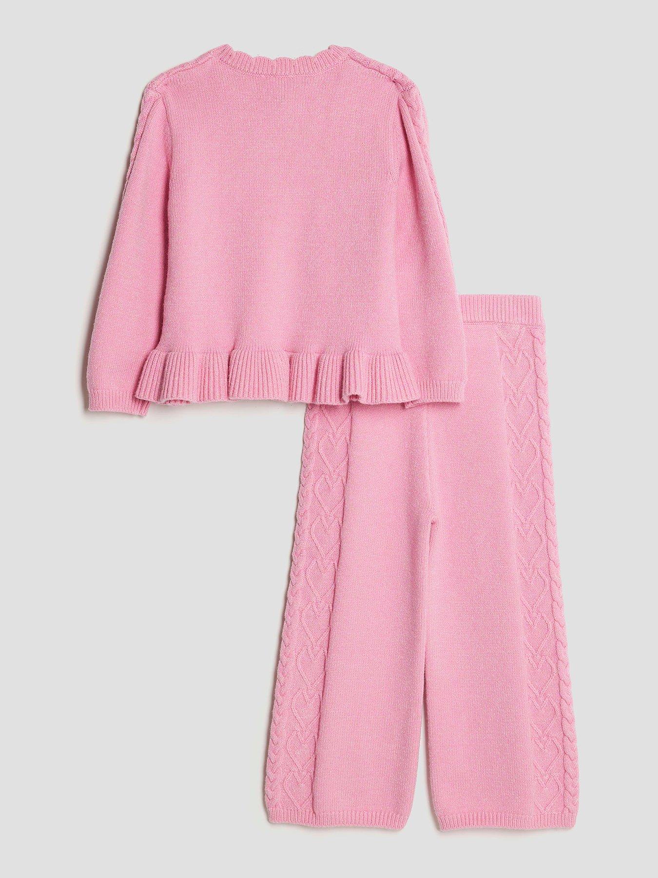 back image of river-island-mini-girls-bow-knit-jumper-set-pink