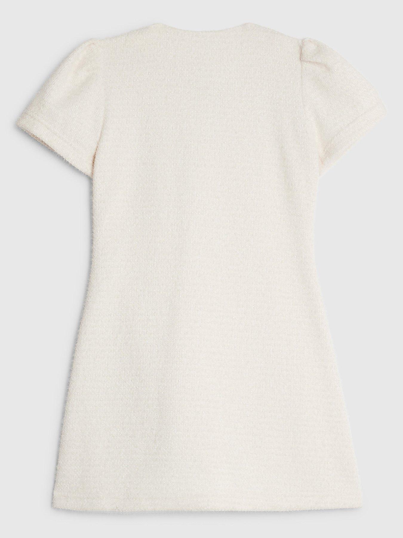  image of river-island-older-girls-button-fit-and-flare-dress-cream