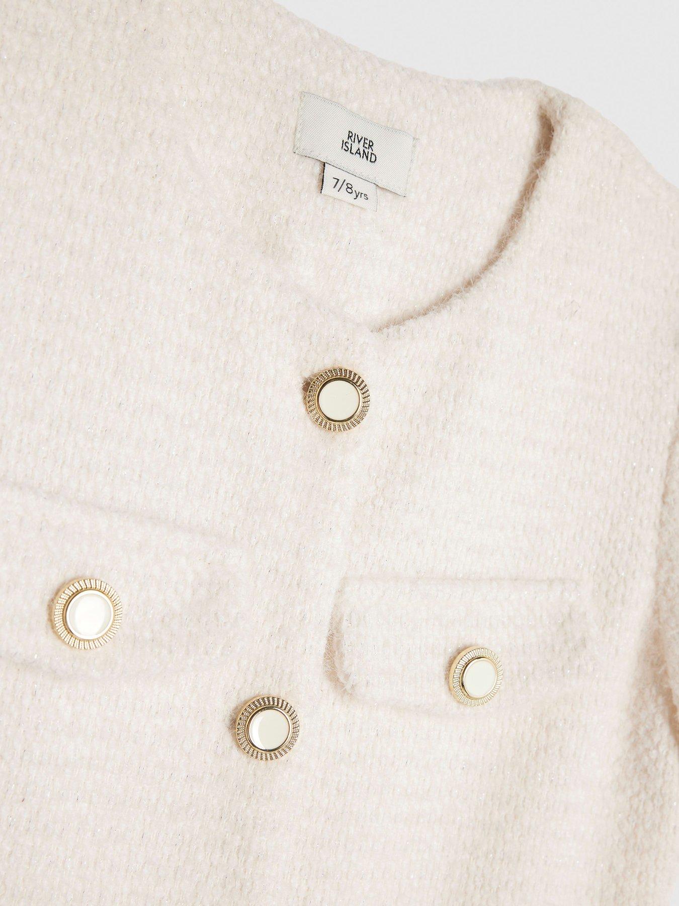  image of river-island-older-girls-button-fit-and-flare-dress-cream