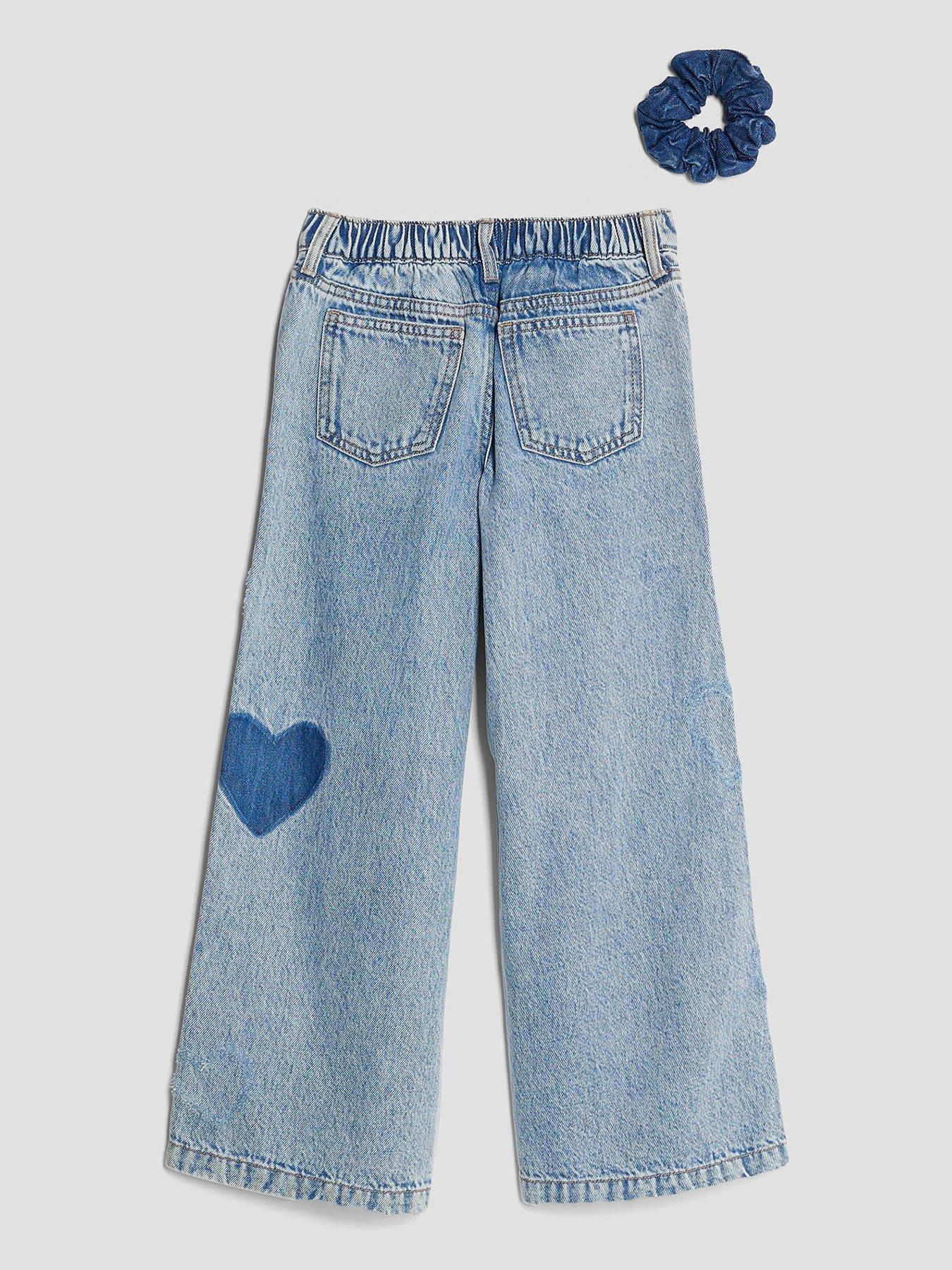 back image of river-island-older-girls-heart-patch-jeans-set-blue