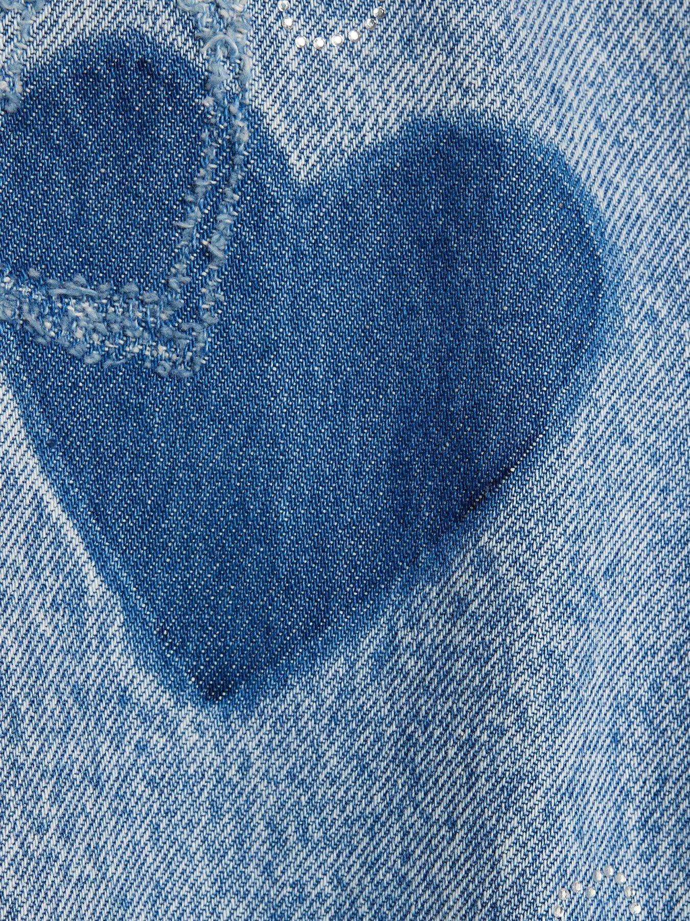  image of river-island-older-girls-heart-patch-jeans-set-blue