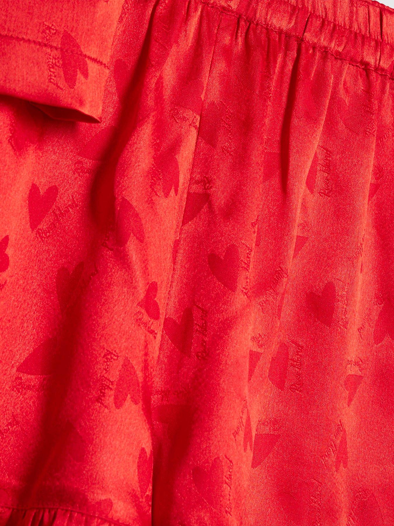  image of river-island-older-girls-satin-heart-pyjama-set-red